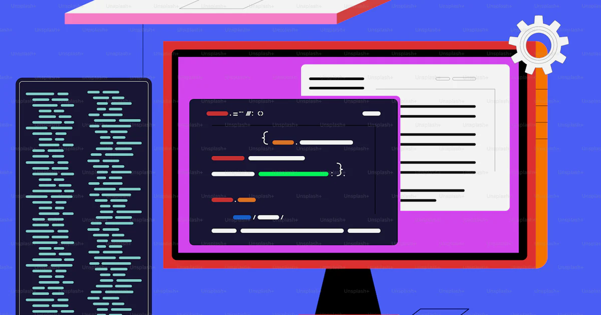 Uma tela de computador com um programa de programação vetor – Imagem ...