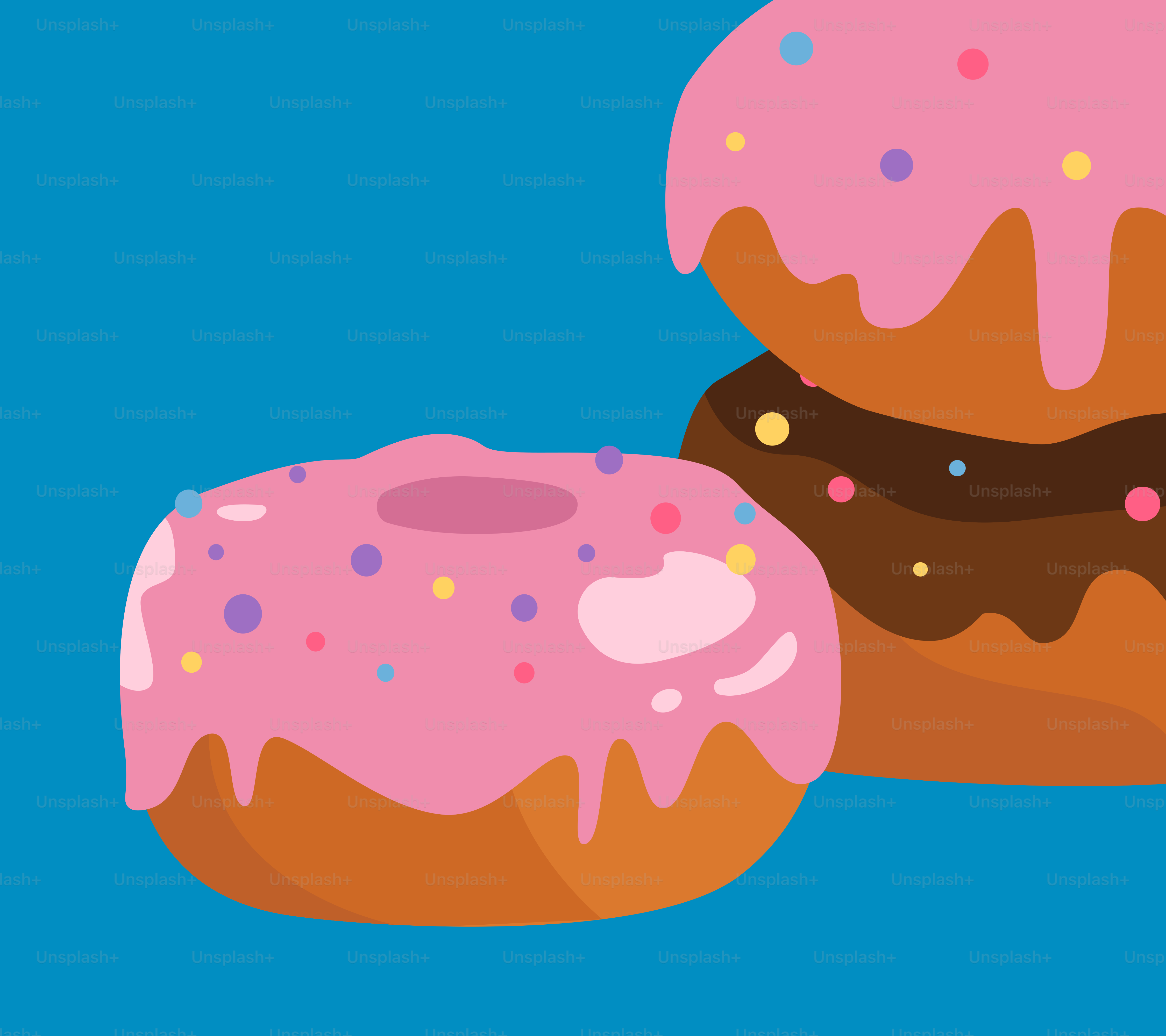 Three donuts with pink frosting and sprinkles