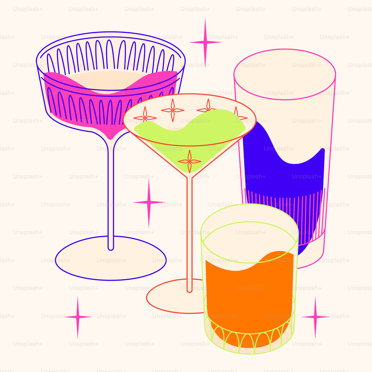 Un par de copas que están juntas