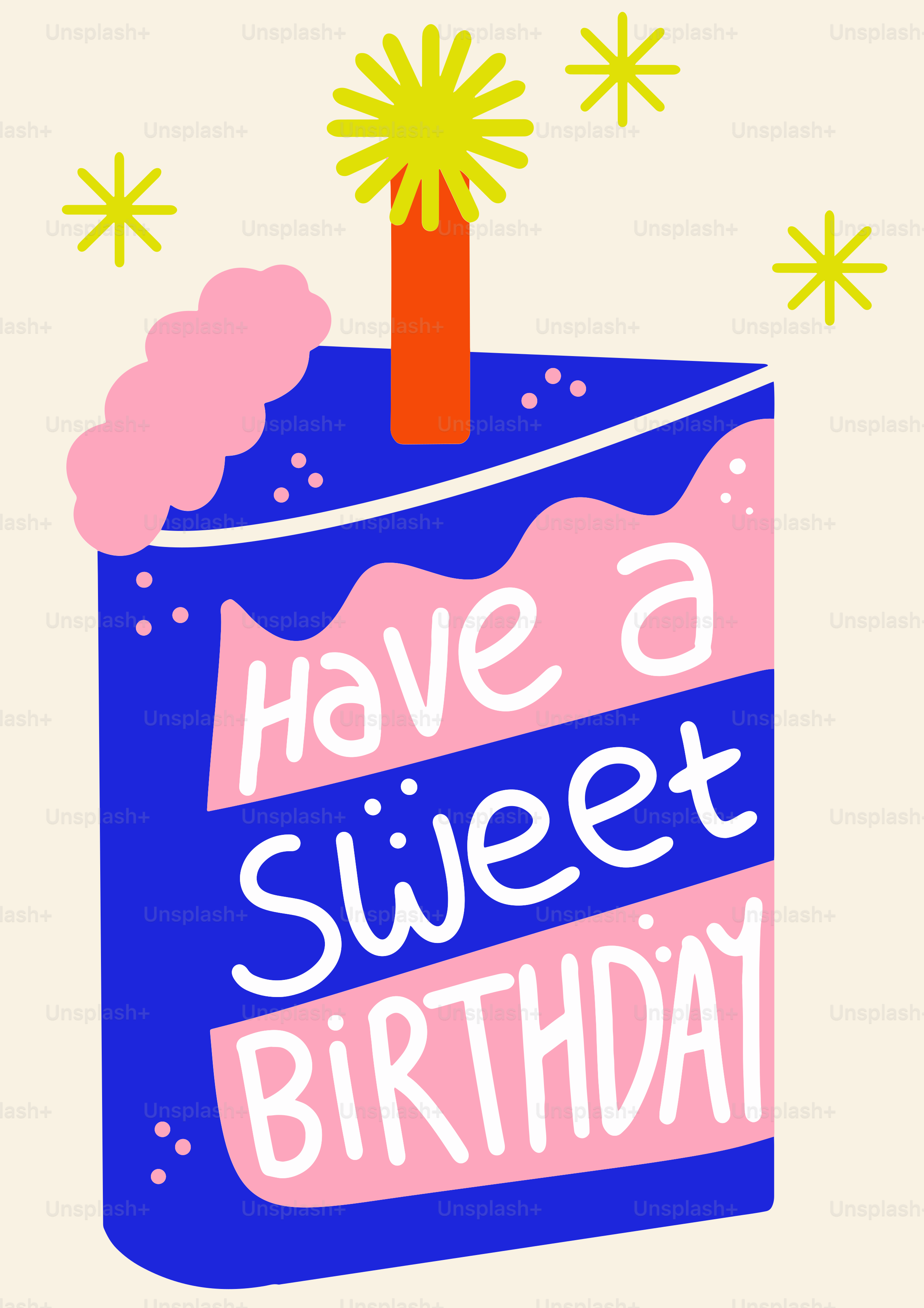 Une carte d’anniversaire avec les mots « a un doux anniversaire »
