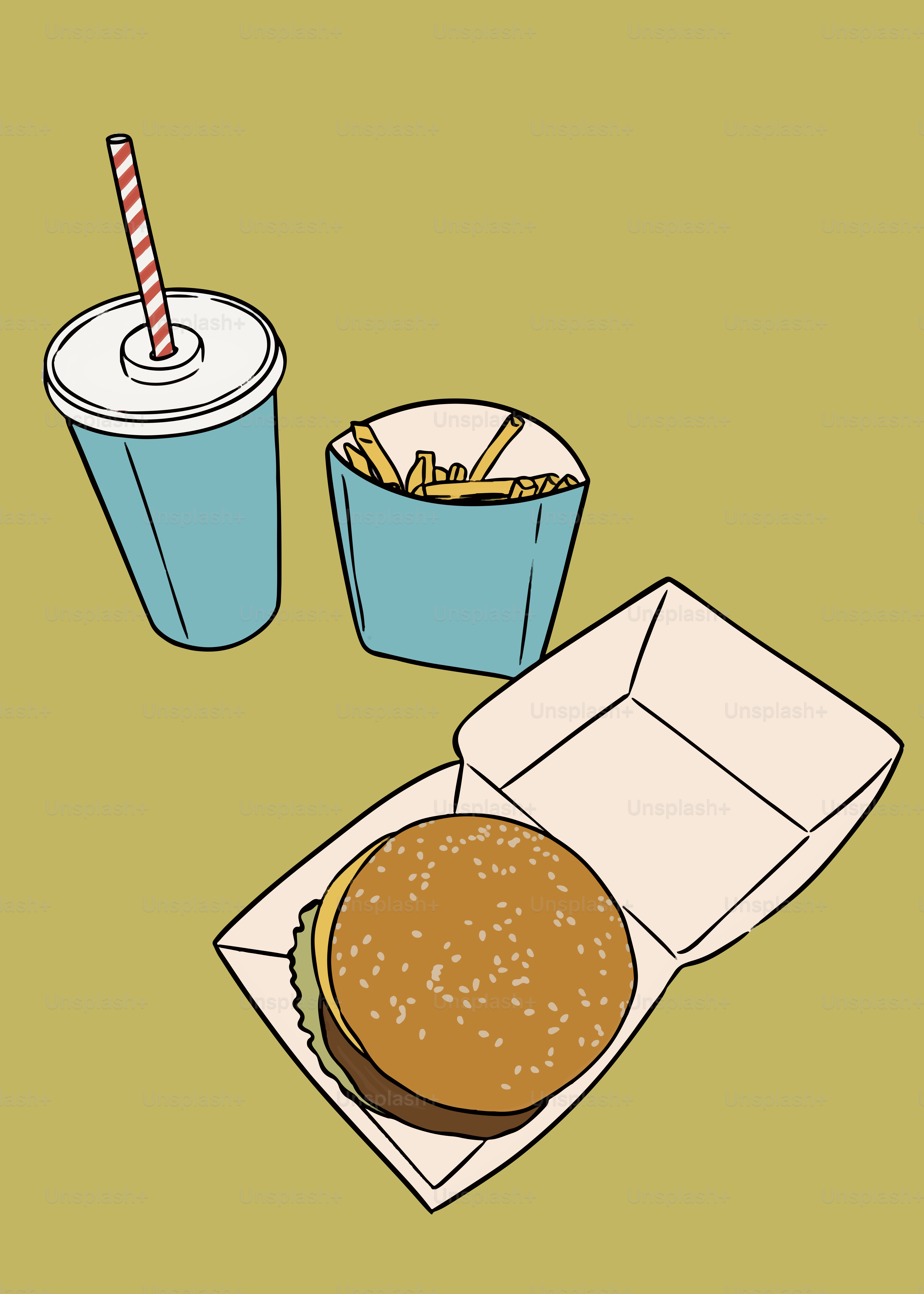 Une photo d’un hamburger et d’une boisson