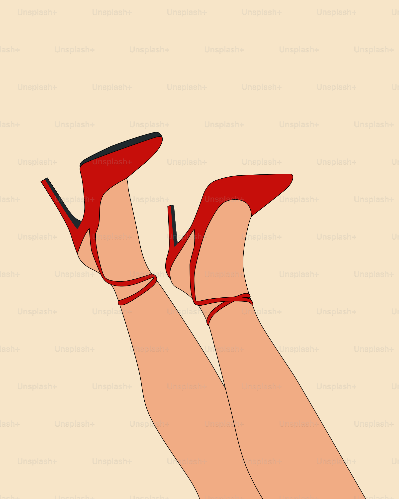 빨간 하이힐을 신은 여성의 다리