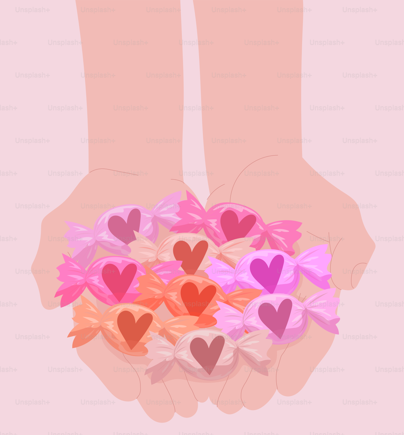 A person holding a bunch of hearts in their hands