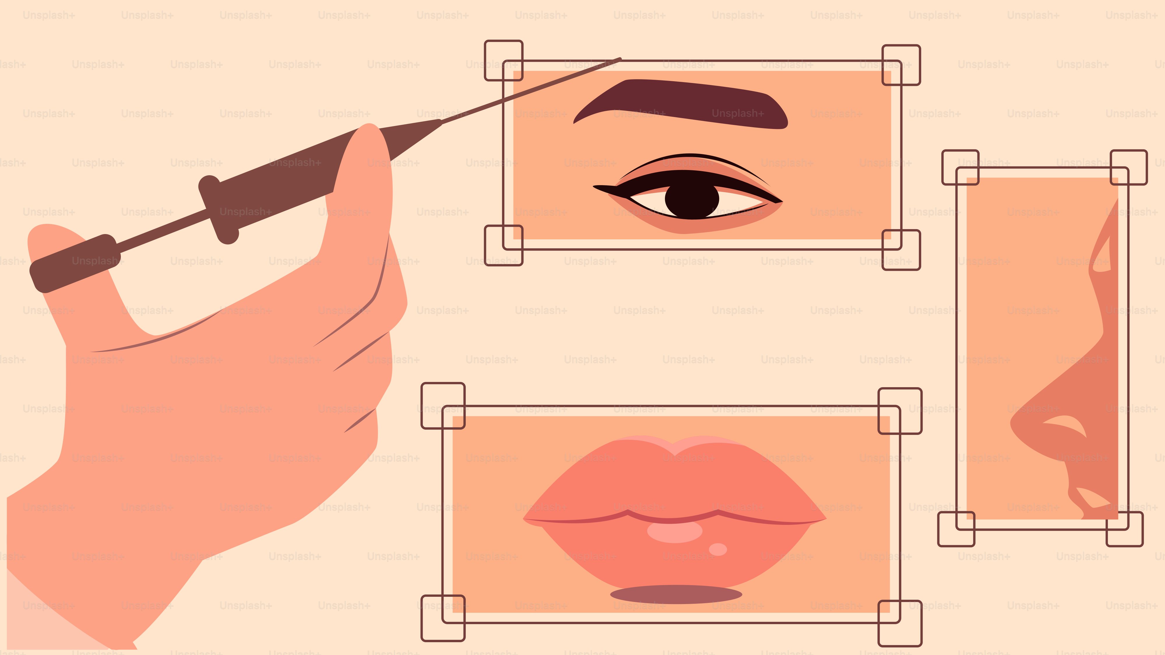 A woman's face being drawn with a marker