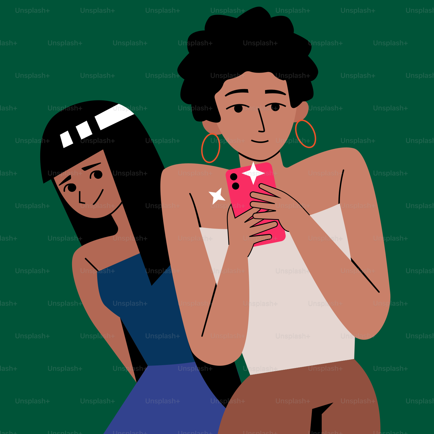 A woman taking a picture of another woman with a cell phone