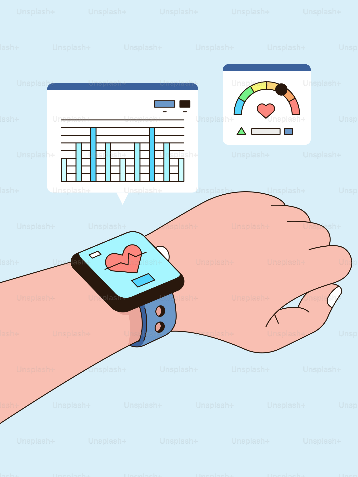 Una mano que sostiene un reloj inteligente con un corazón