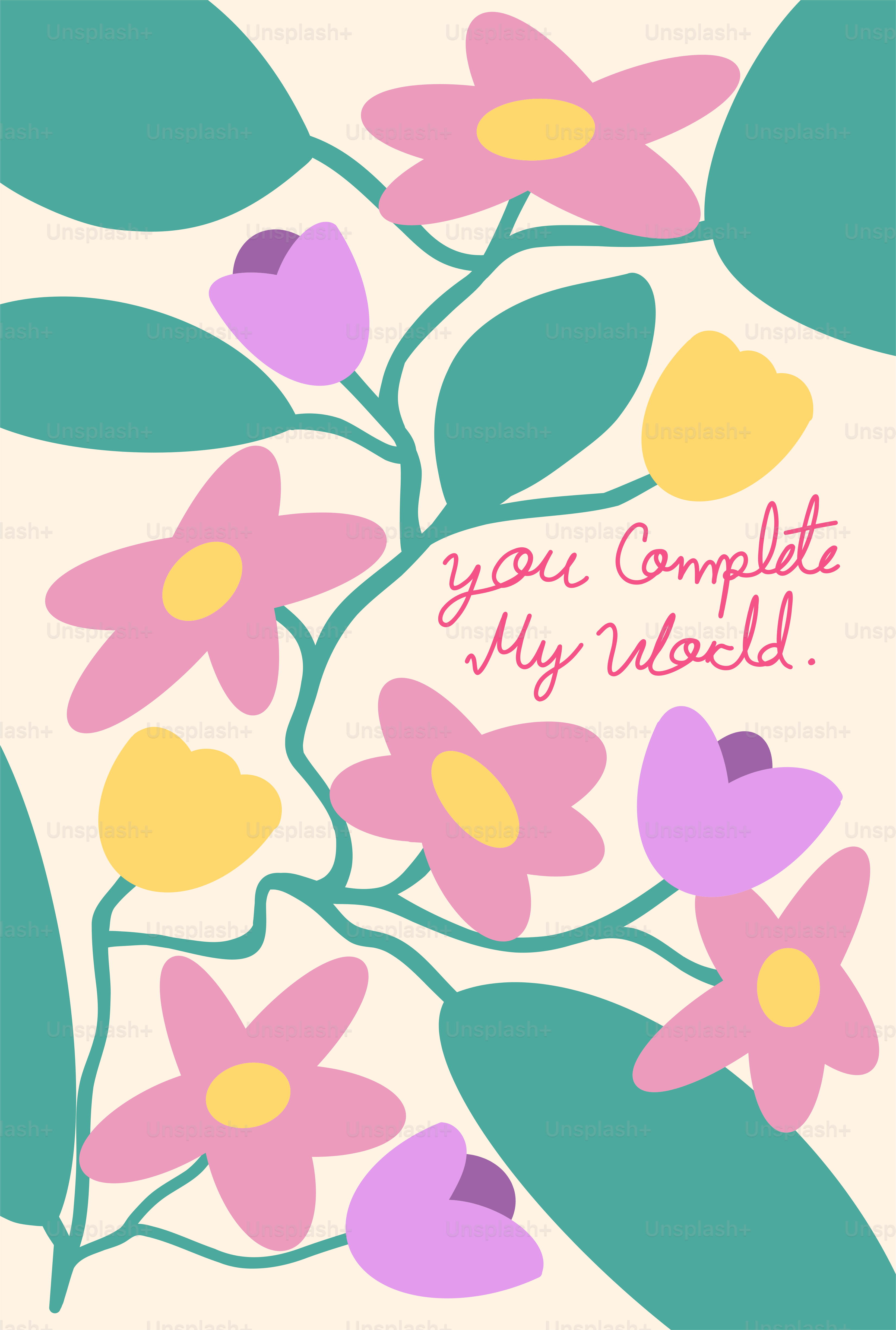 A greeting card with a bunch of flowers on it