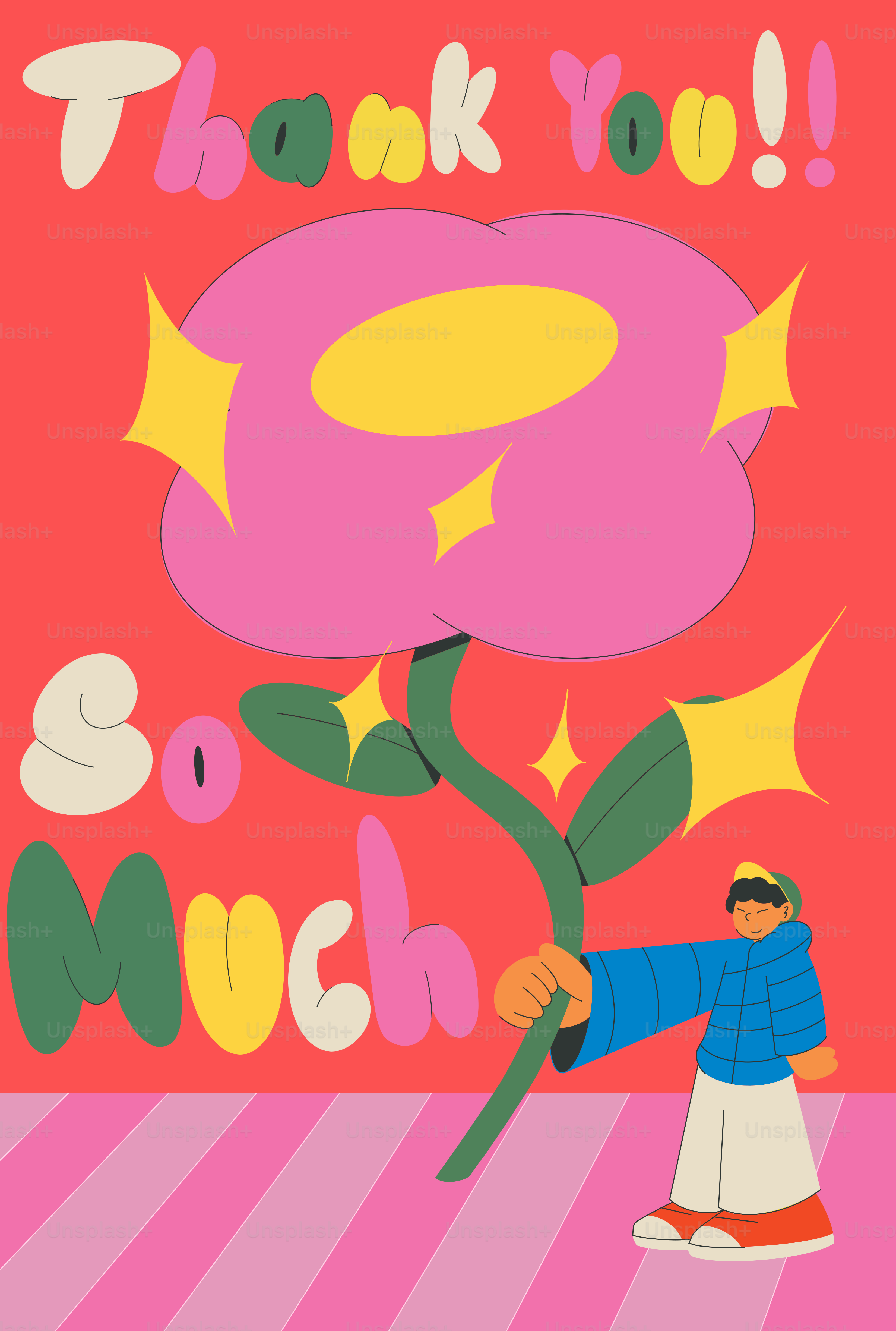 A person holding a flower with the words thank you