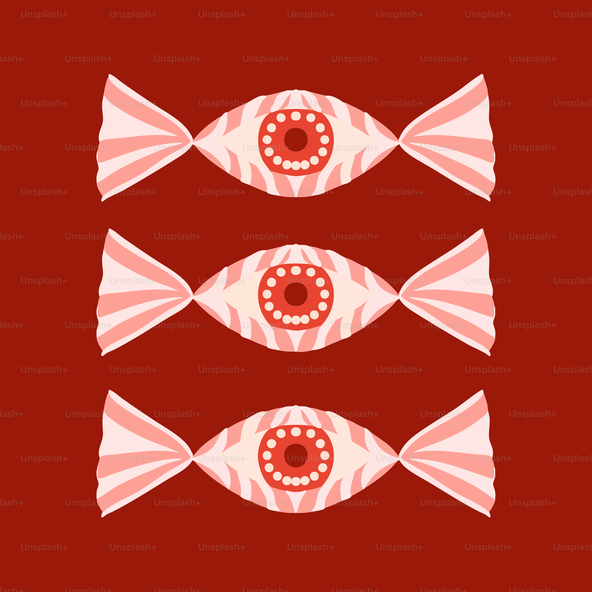 A group of fish that are on a red background