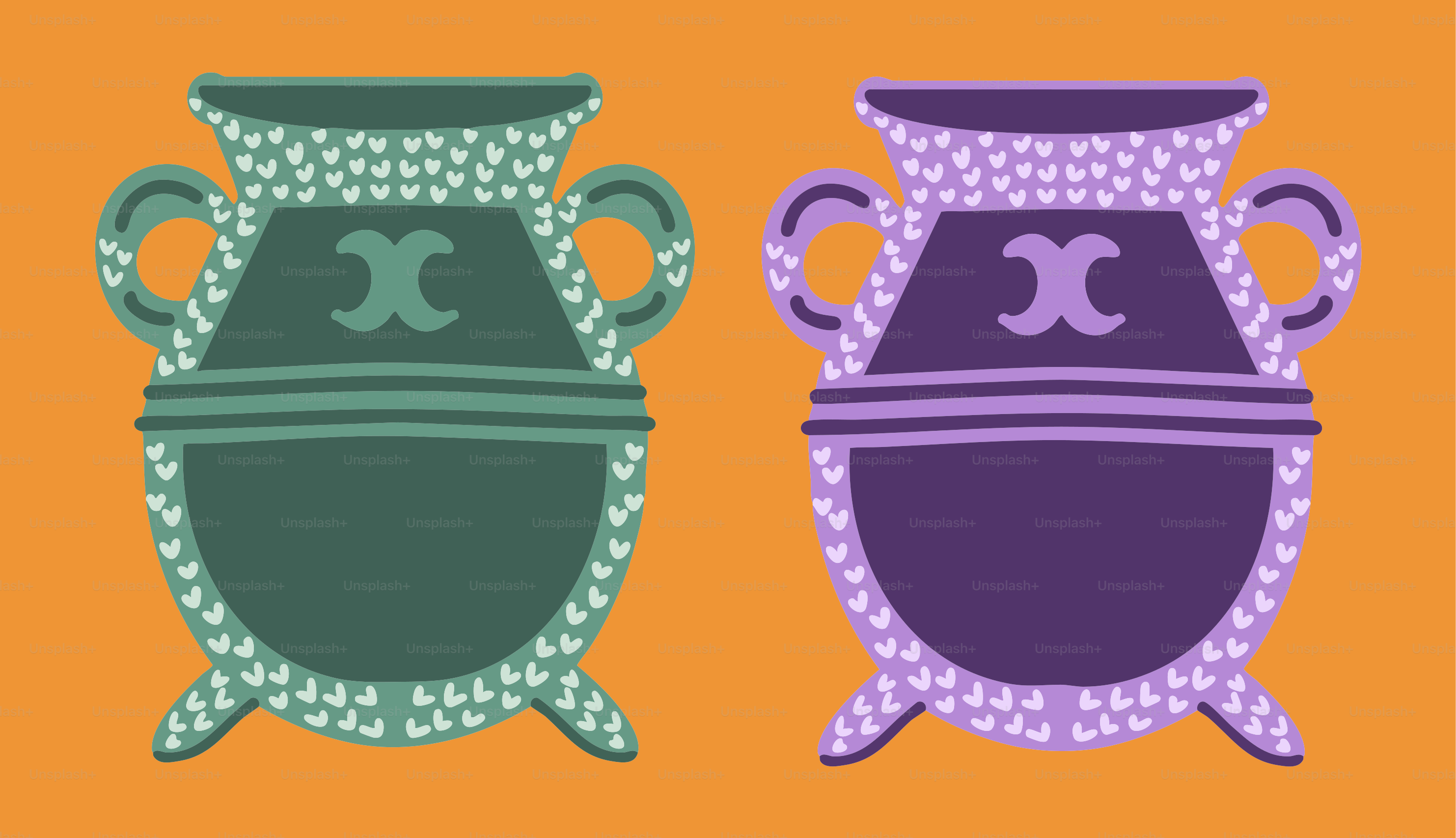 A couple of vases sitting next to each other