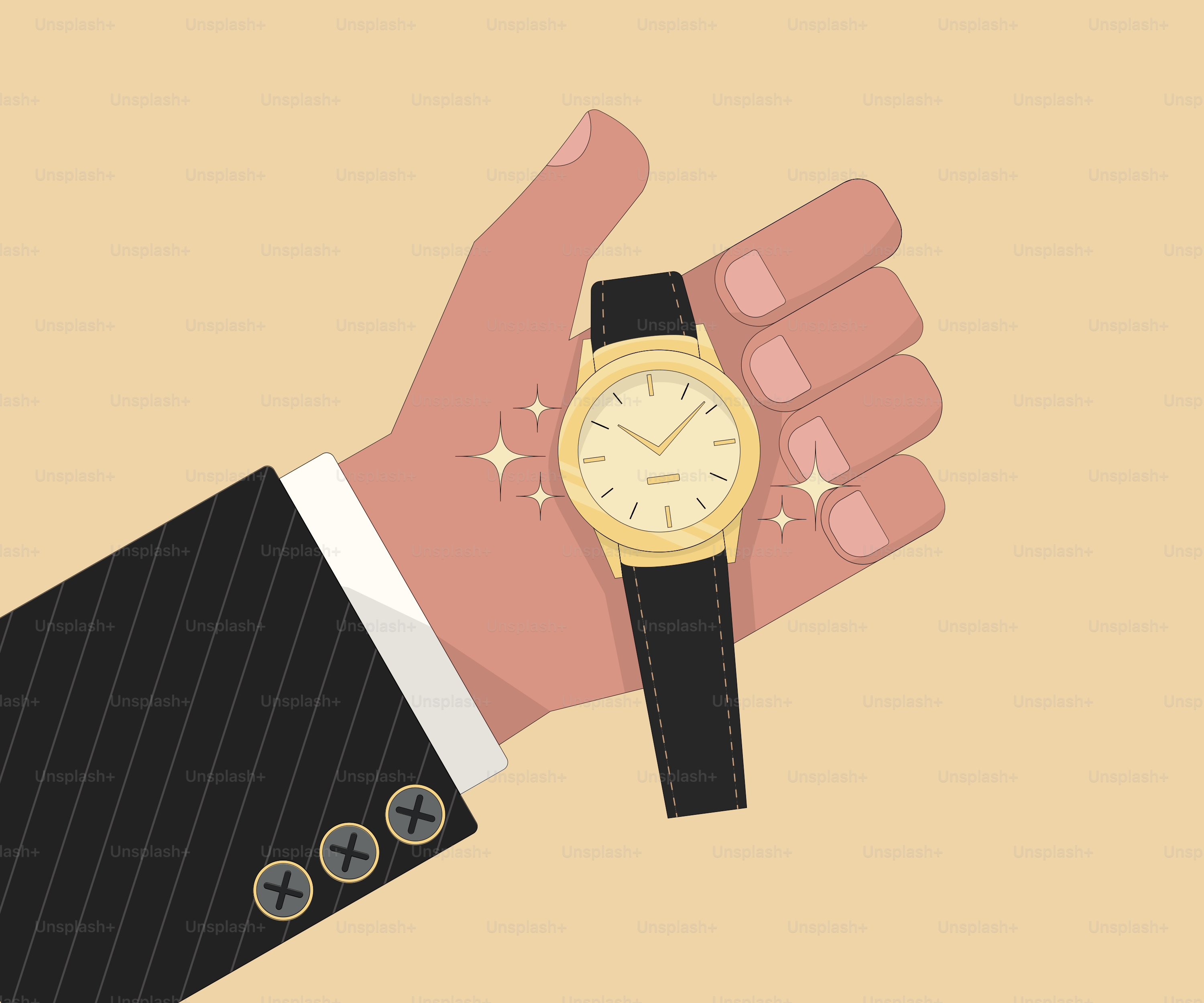 Ein Mann im Anzug, der eine Uhr in der Hand hält