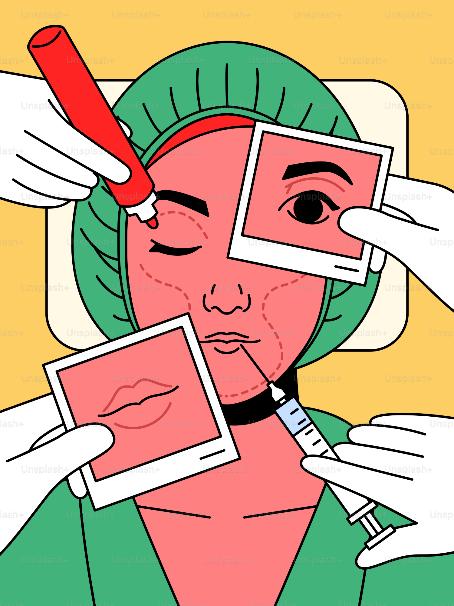 A woman is getting her picture taken by a doctor