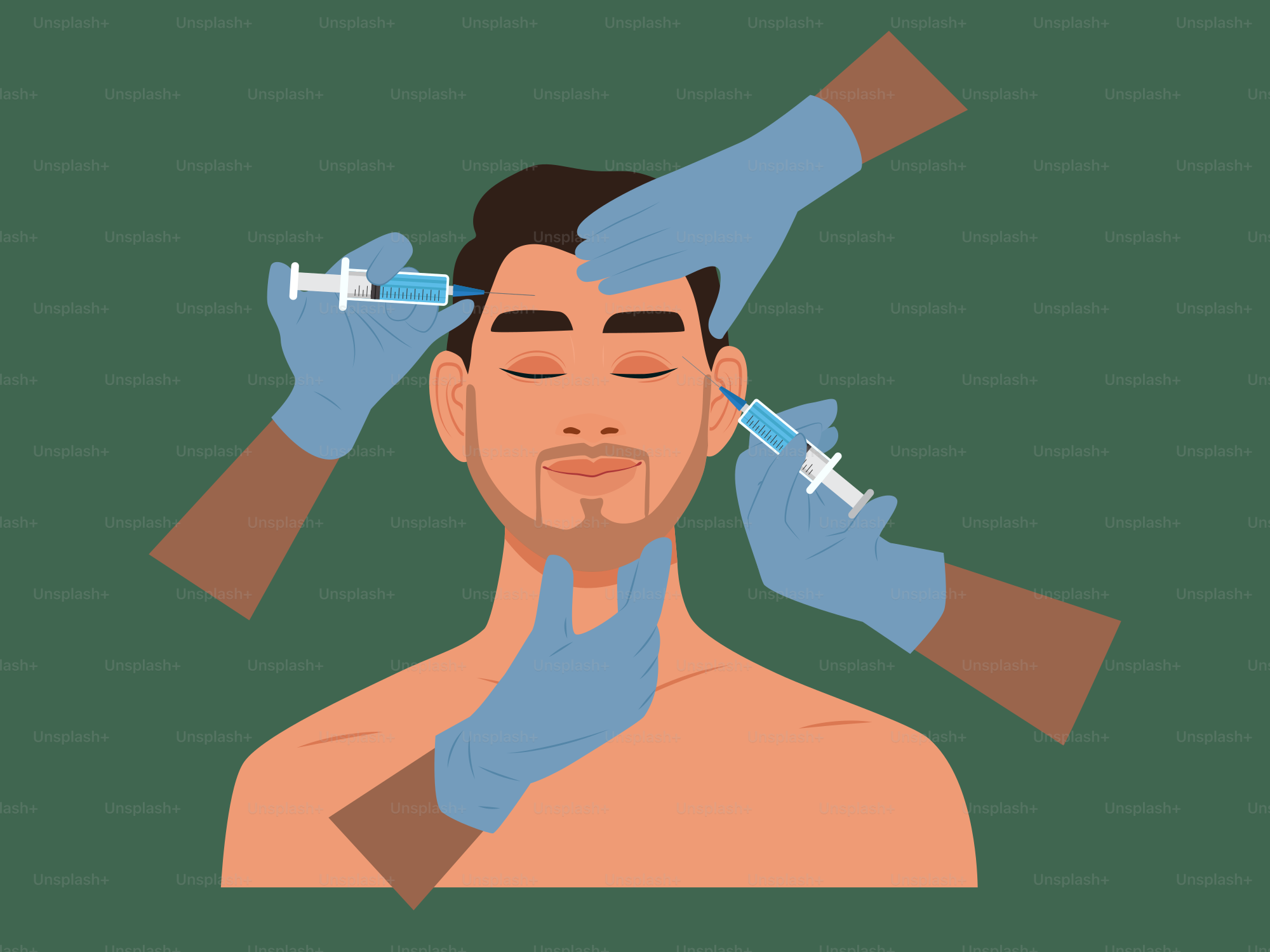 A man getting his hair brushed by a hair dryer