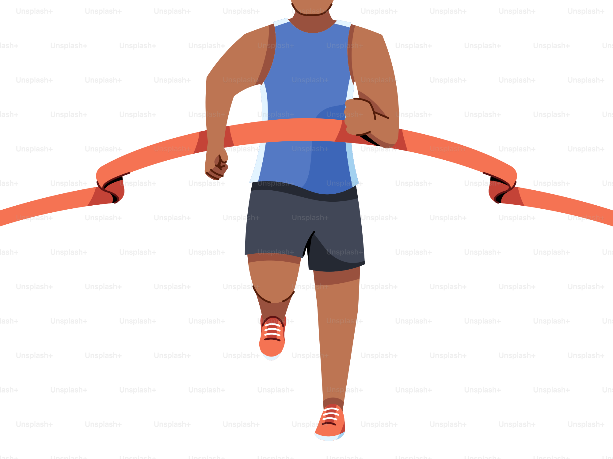 A man is running across a red ribbon