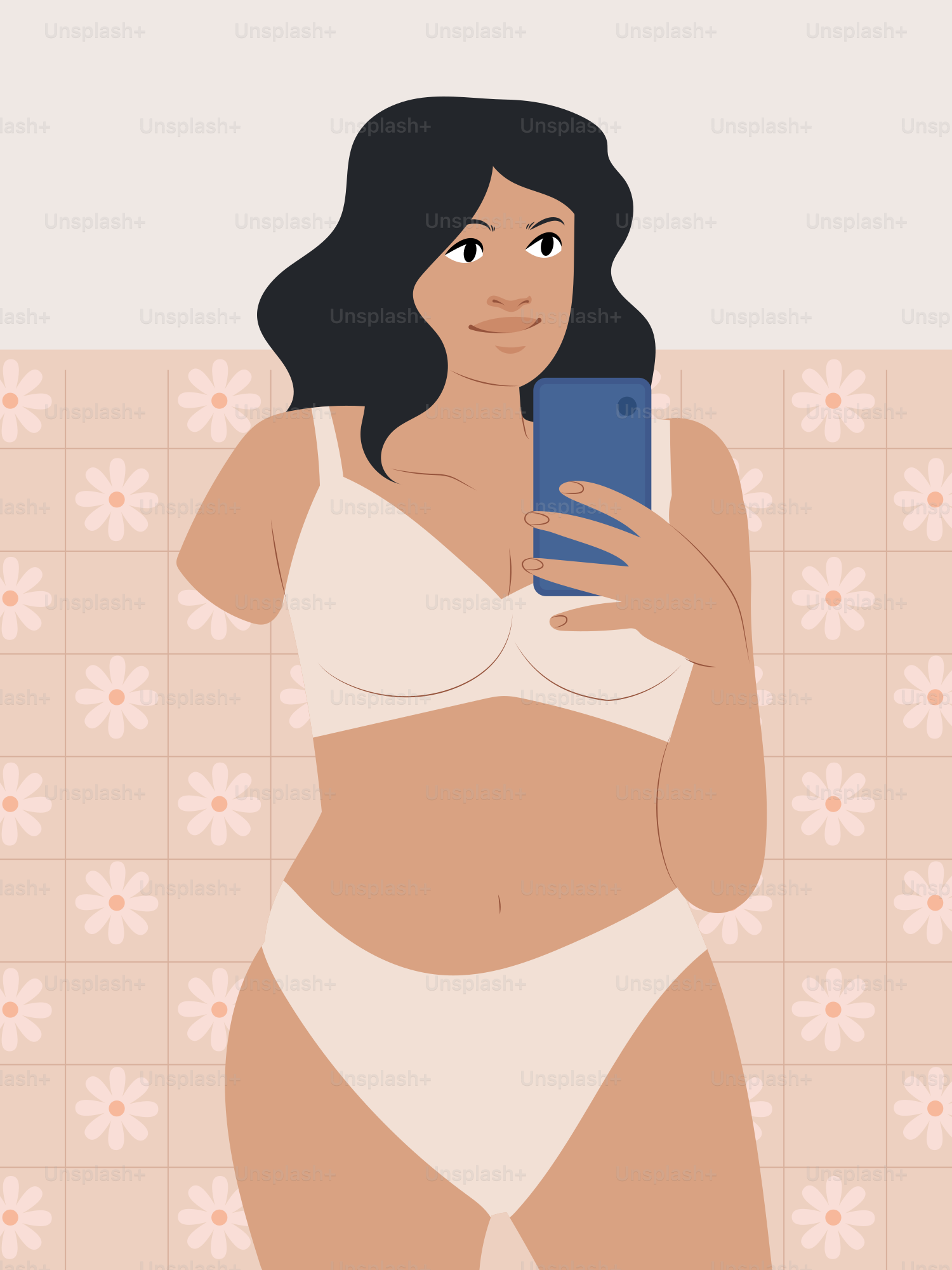 Eine Frau, die mit ihrem Handy ein Selfie macht