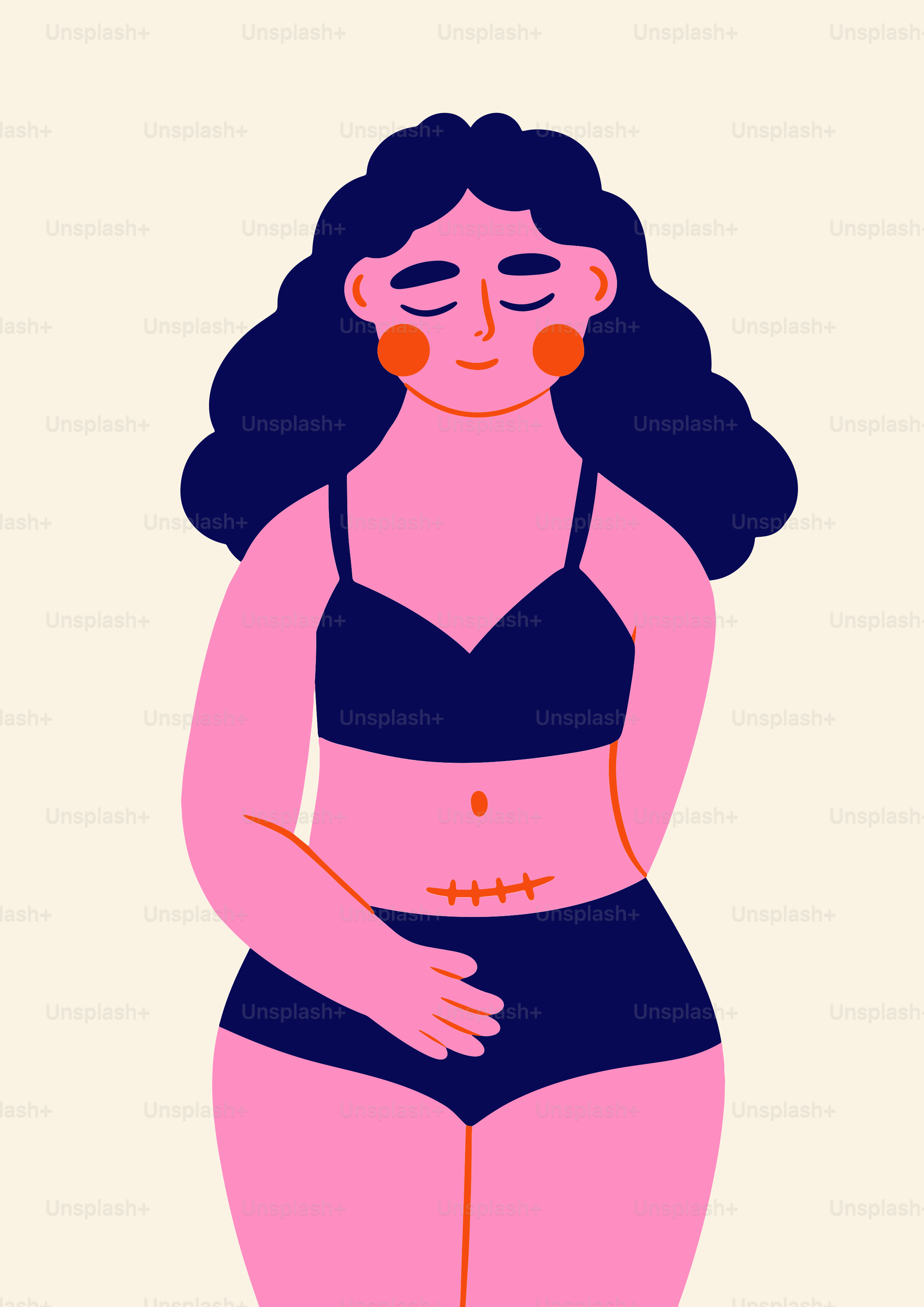 Une femme en haut de bikini et culotte