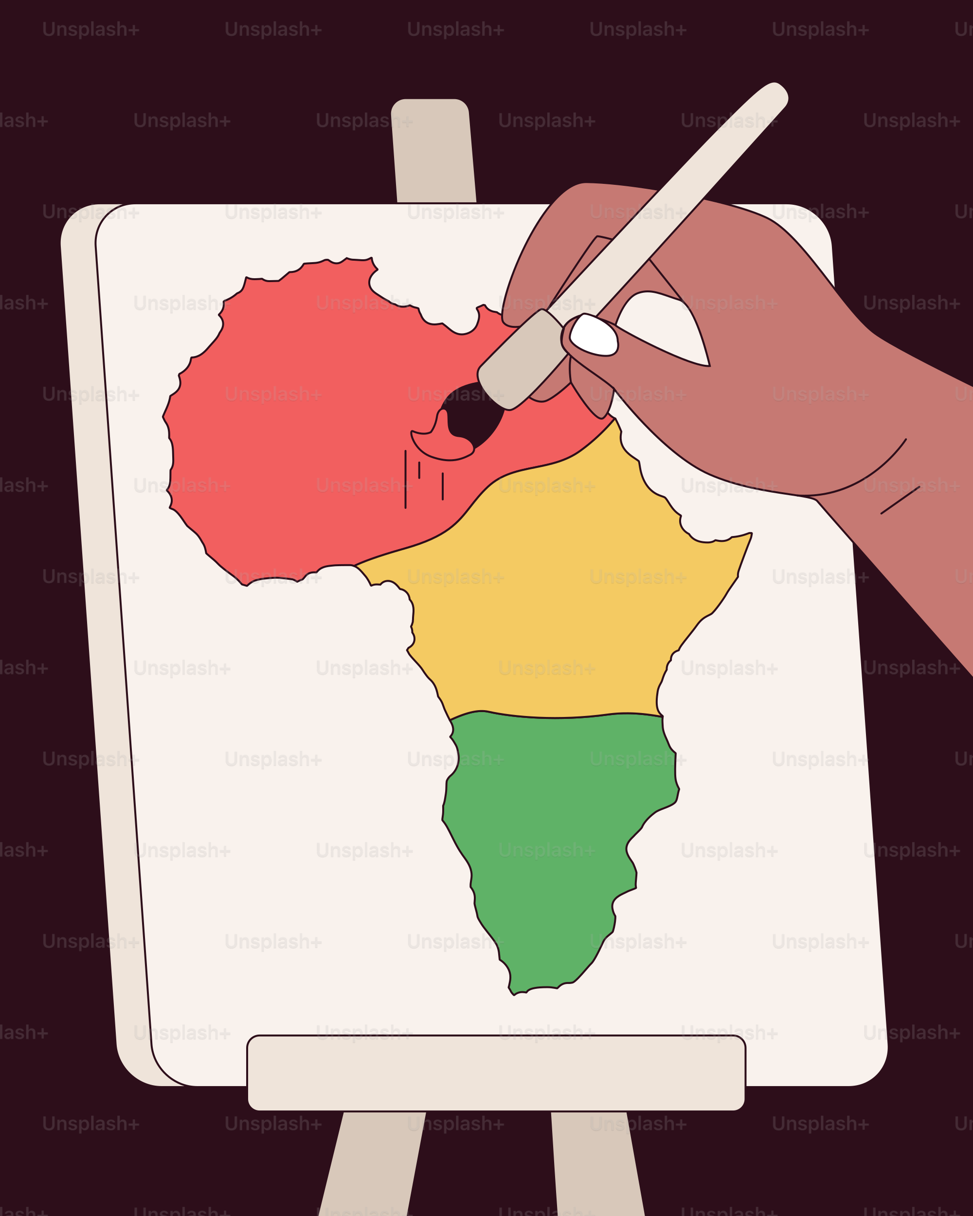 Une personne dessine une carte sur une toile