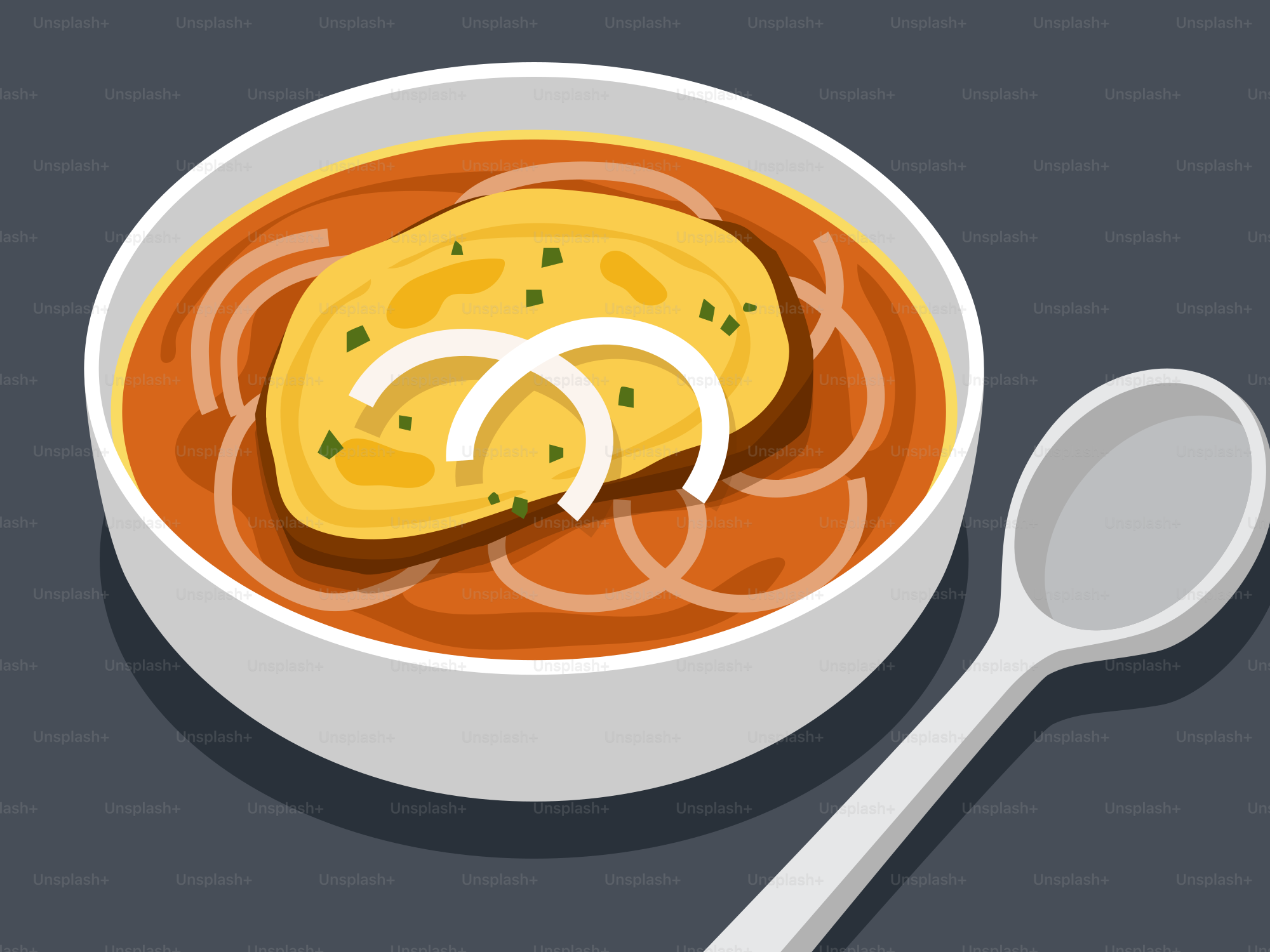 Un bol de soupe avec une cuillère sur le côté