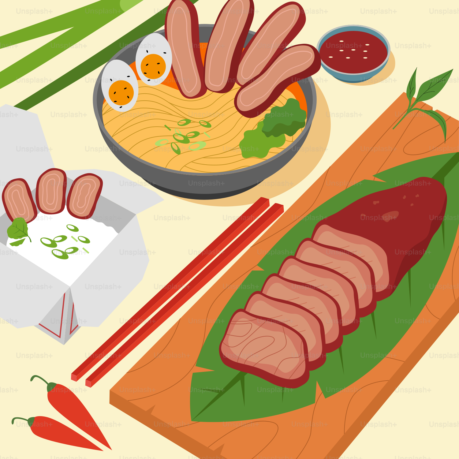 A plate of food with chopsticks and chopsticks next to it