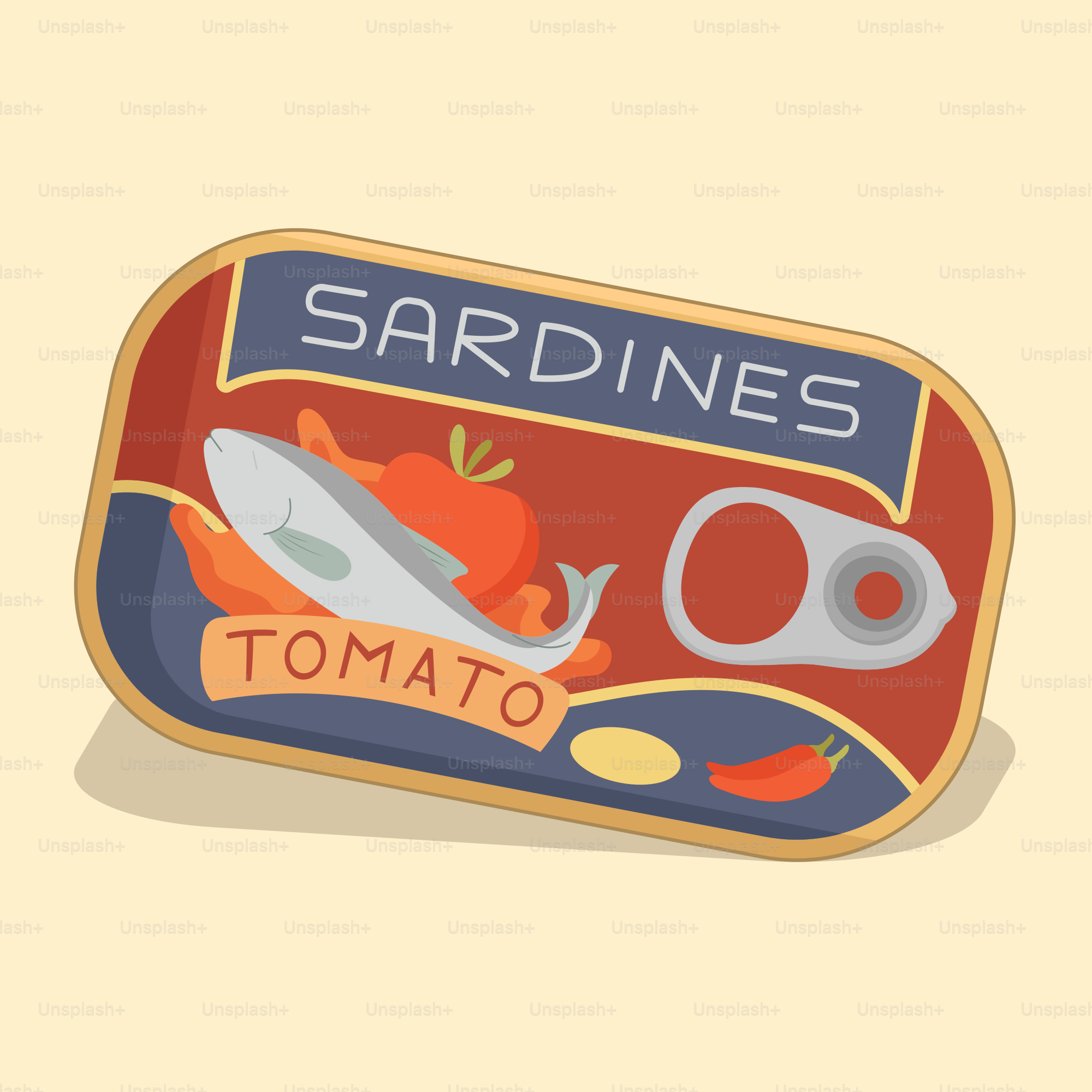 A tin of sardines on a yellow background