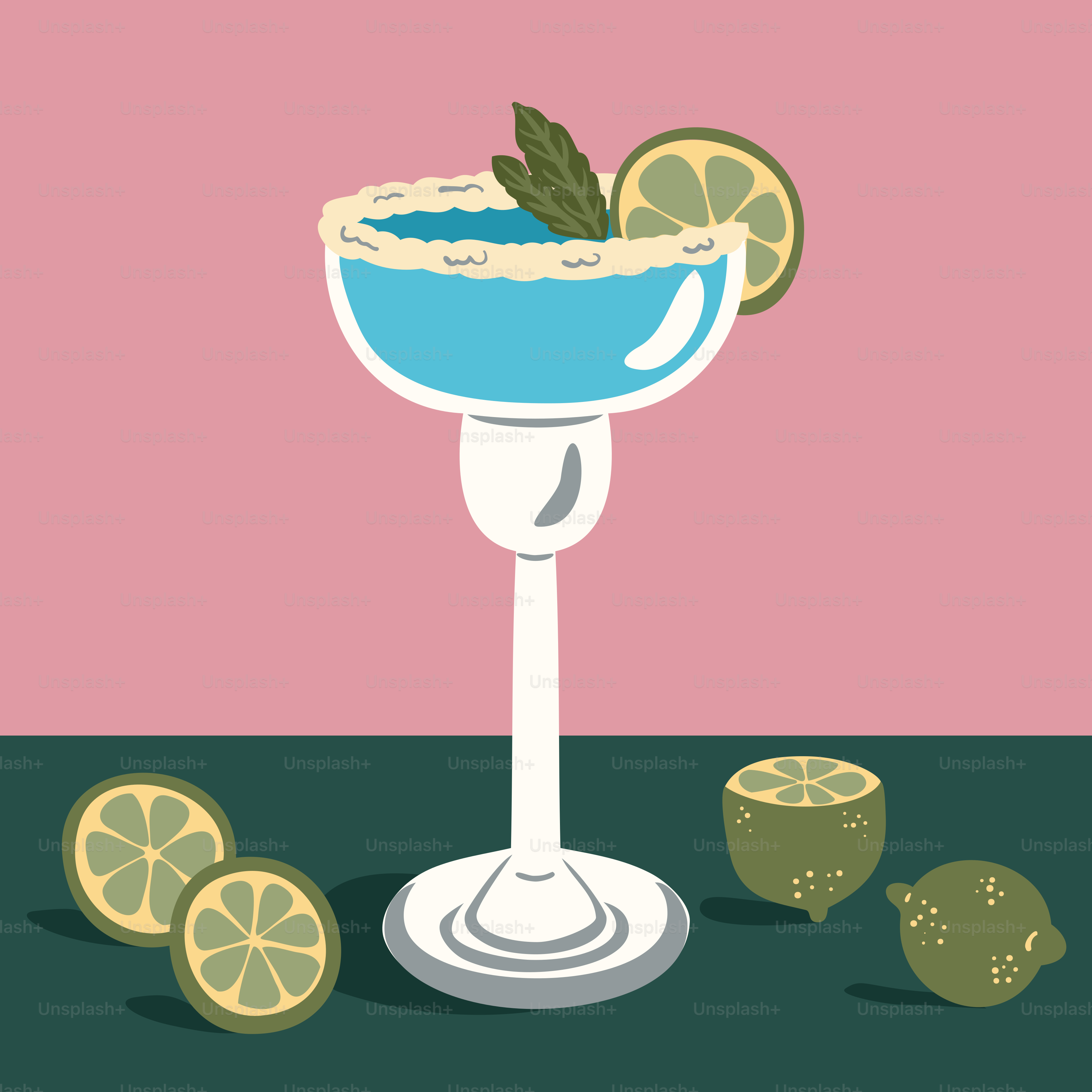 ライムとミントを添えたマルガリータの絵画