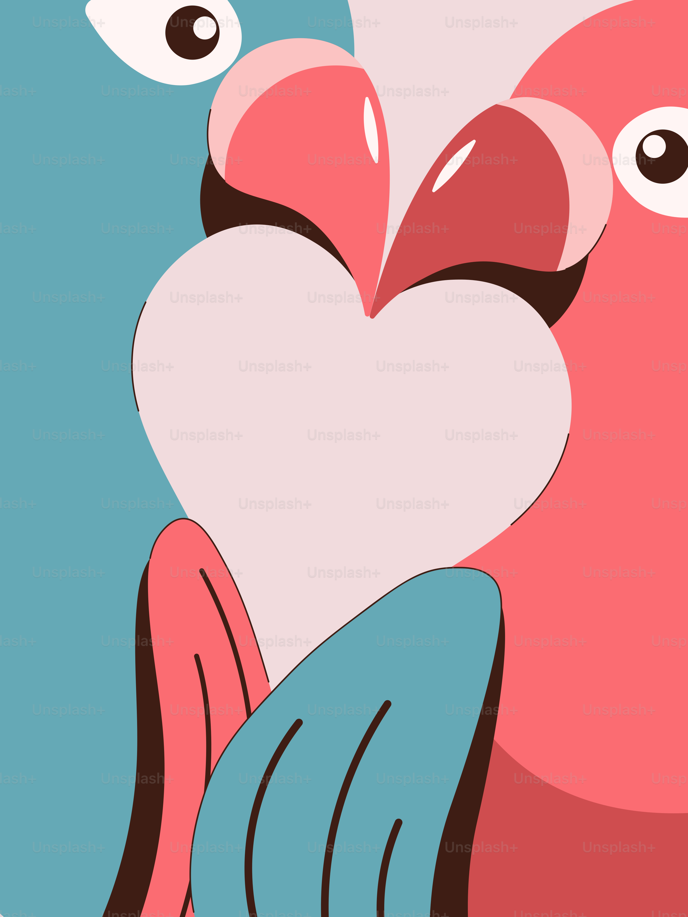 Um pássaro rosa com um coração no bico vetor – Imagem sobre Abstrair na  Unsplash, image size:3000x4000