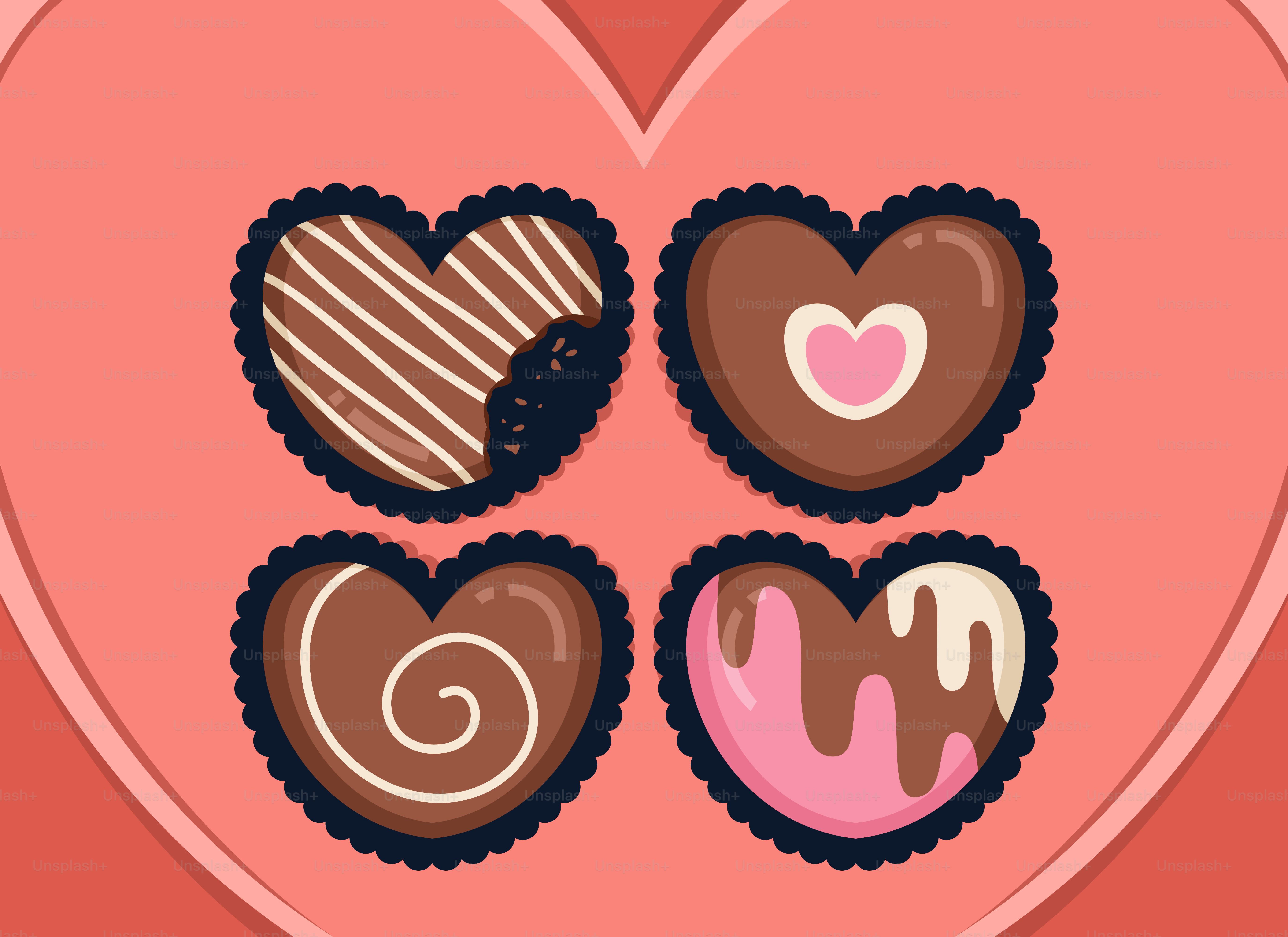 A heart shaped box filled with chocolates on top of a table
