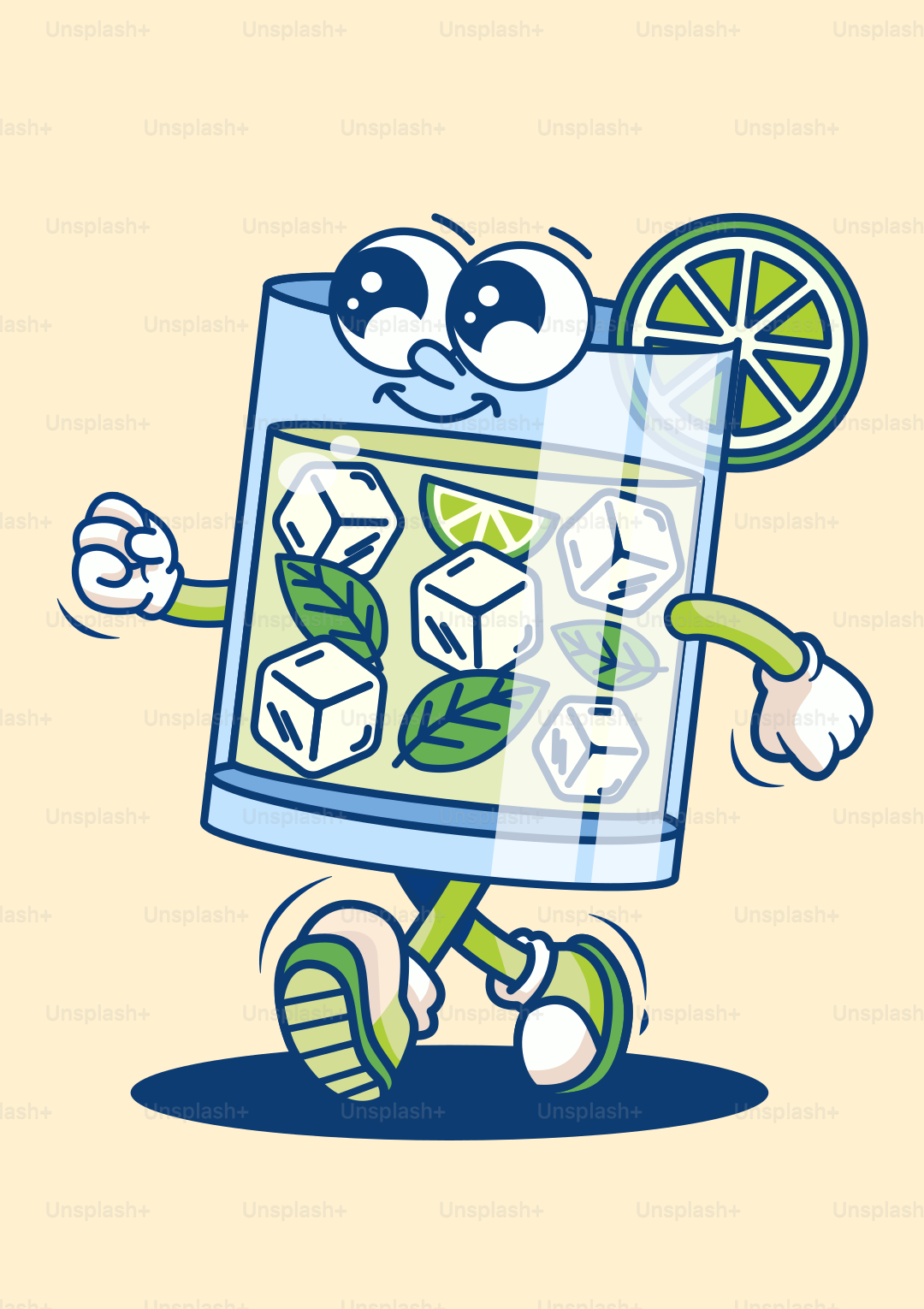A cartoon character holding a glass of lemonade