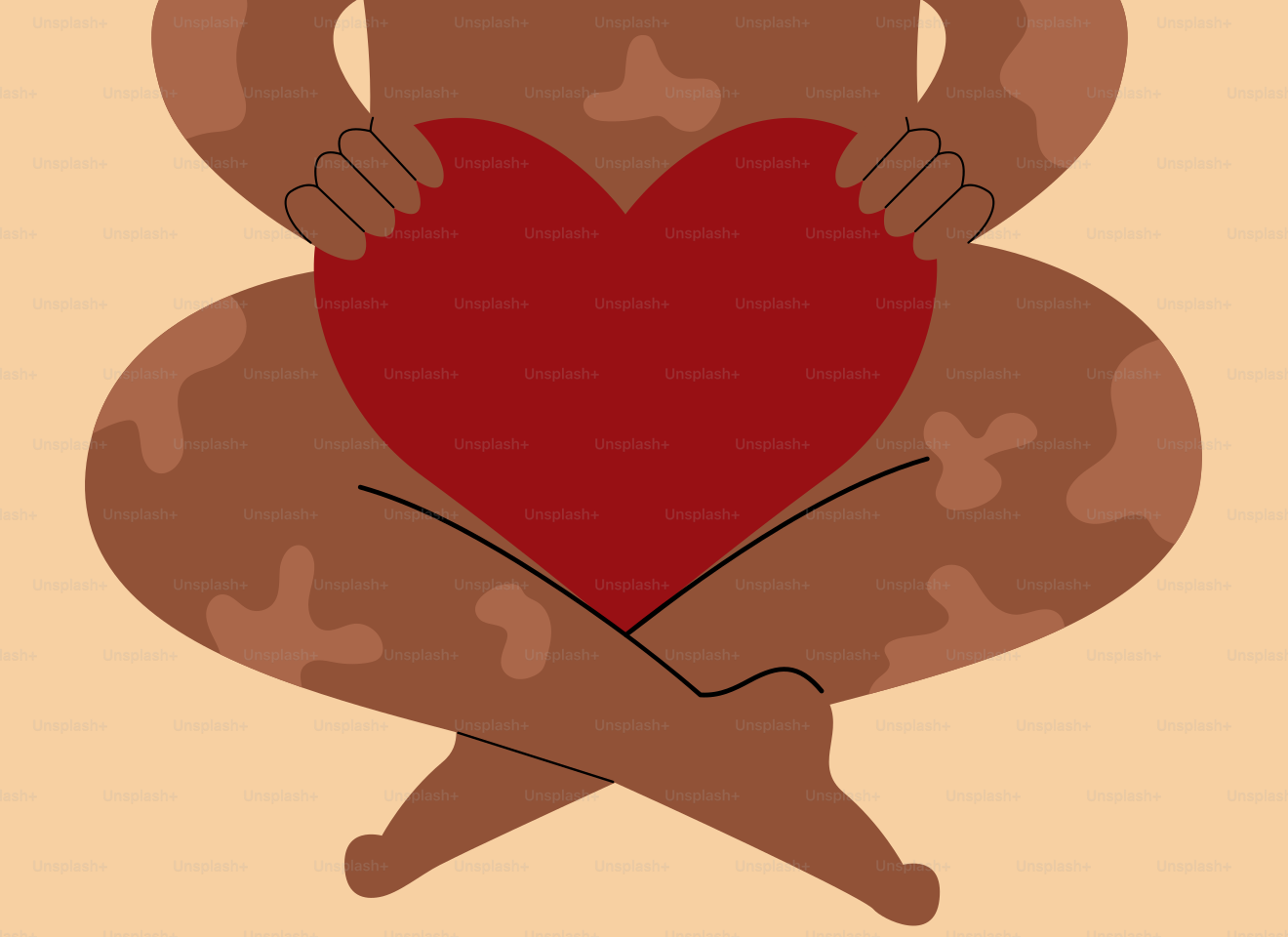 Un orsacchiotto che tiene un cuore su uno sfondo beige