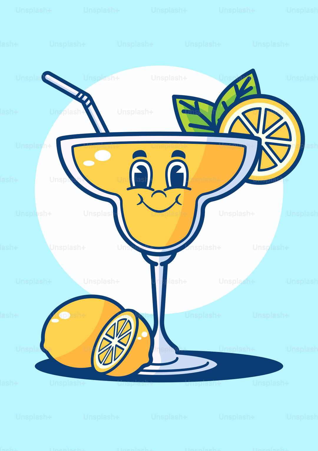 A glass of lemonade with a smiling face