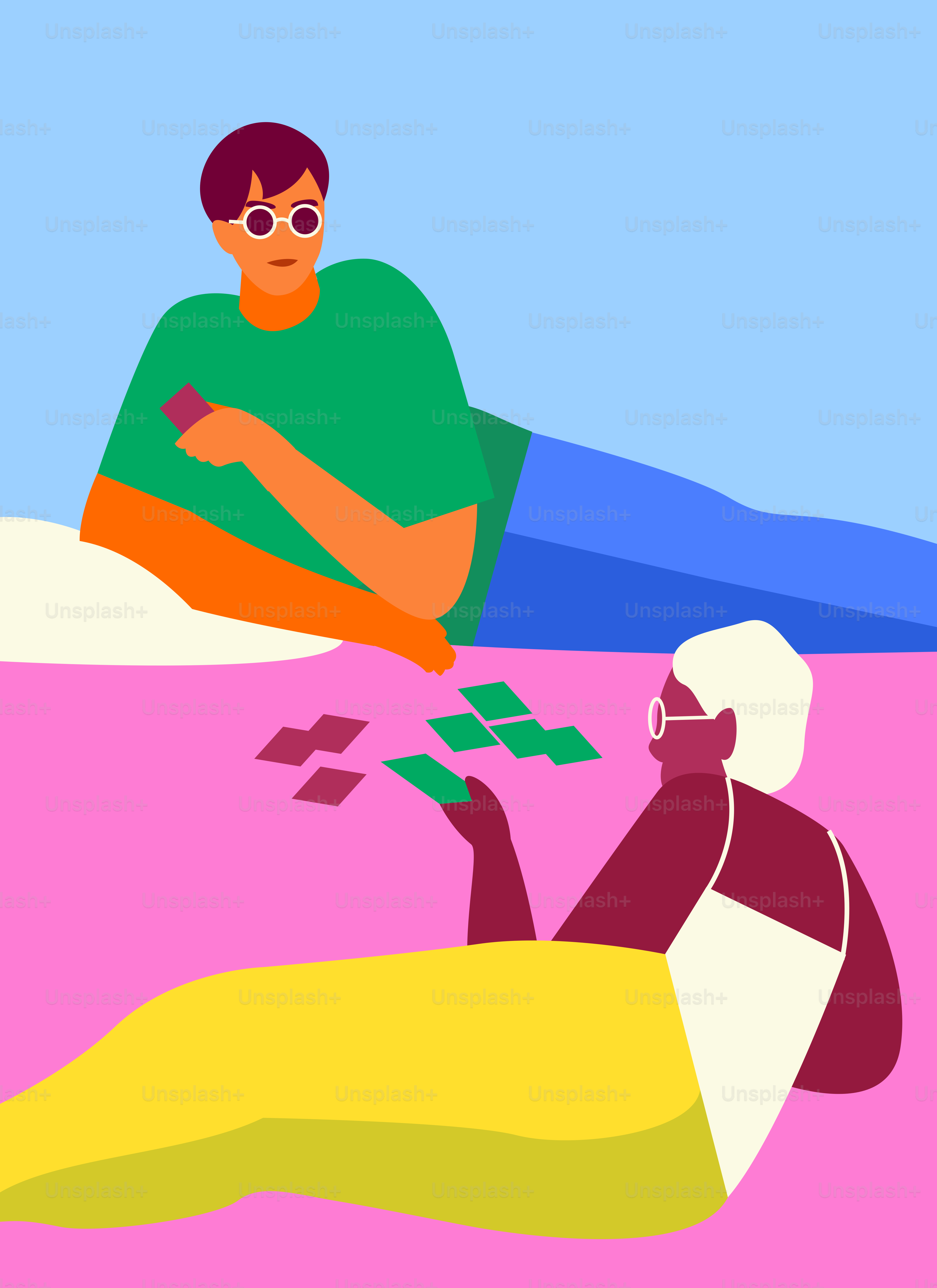 Un homme assis sur un lit à côté d’un autre homme