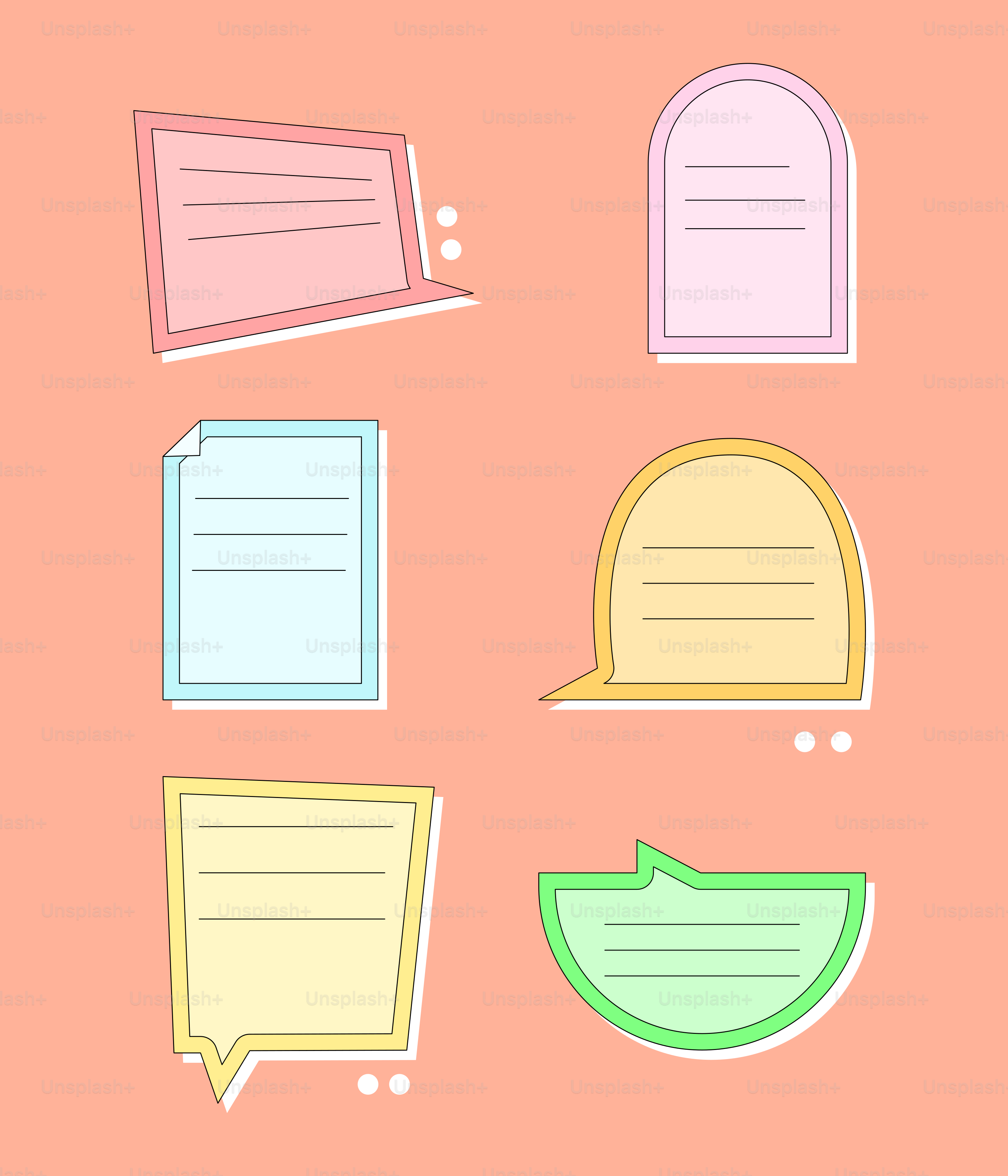 A set of speech bubbles on a pink background