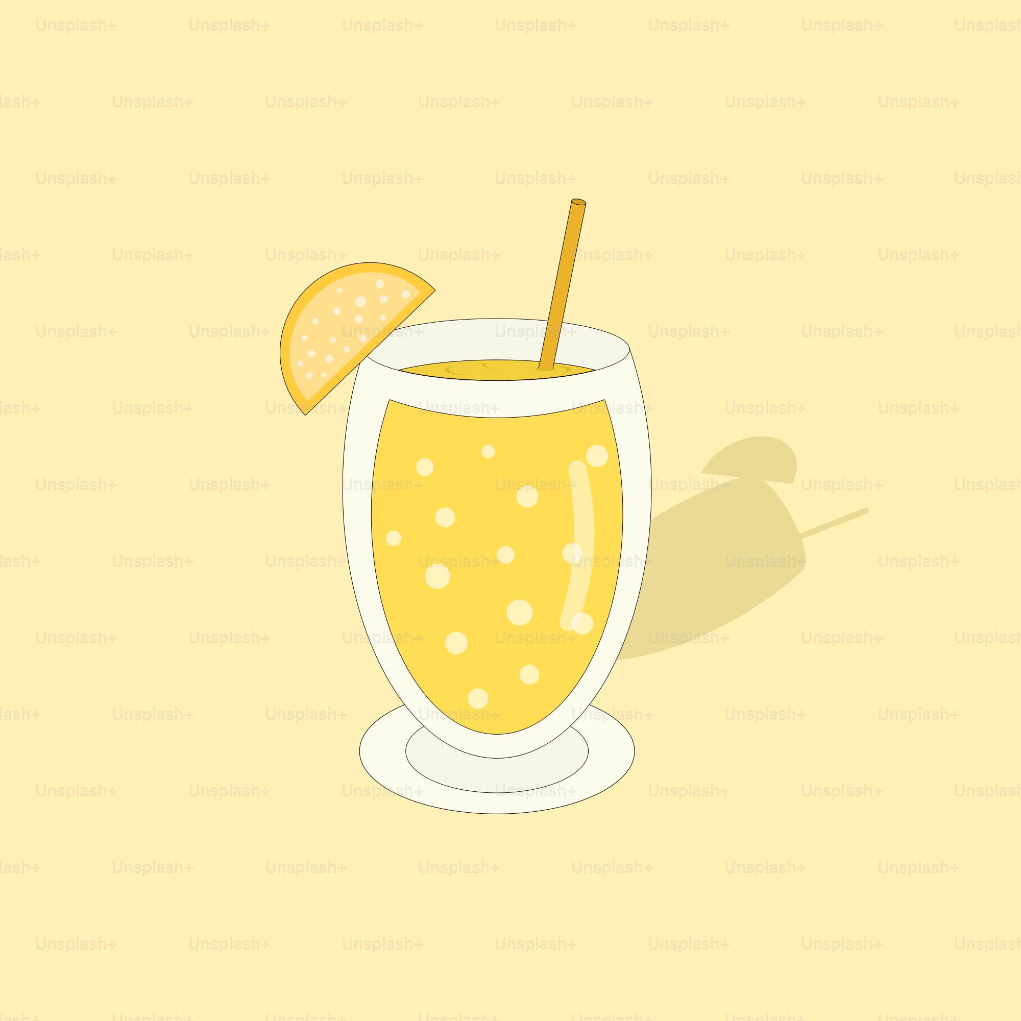 A glass of lemonade on a yellow background