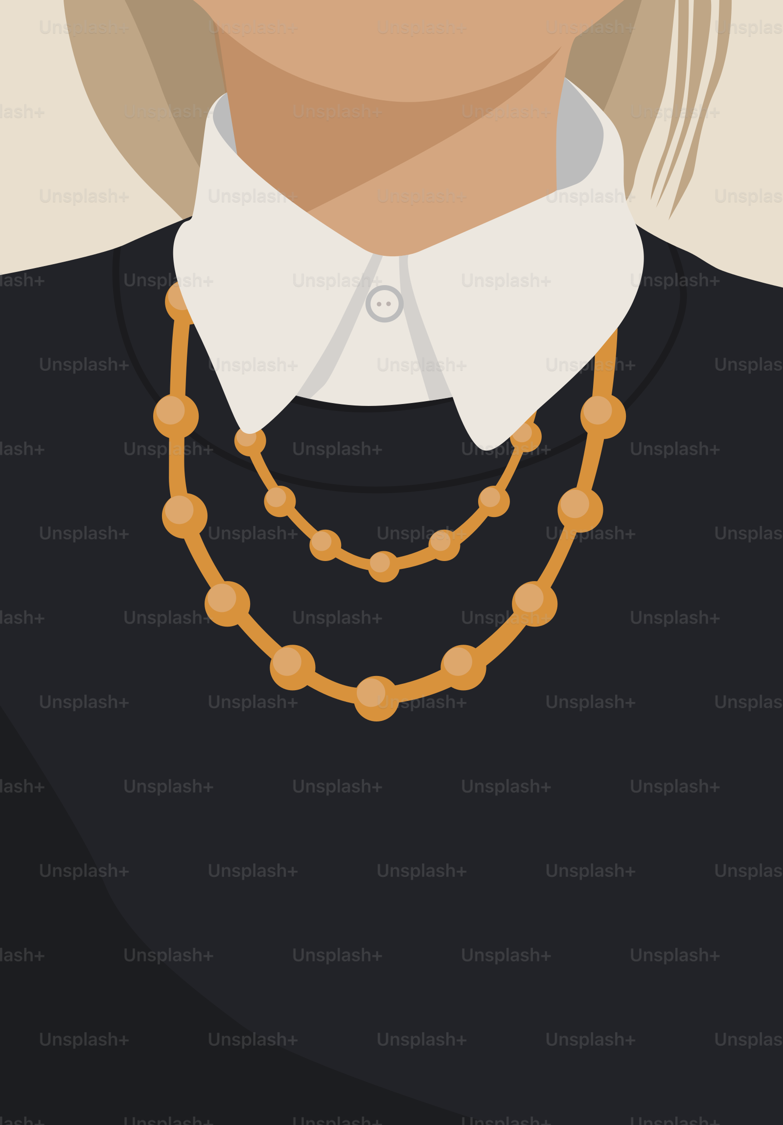 A woman wearing a black shirt and a necklace