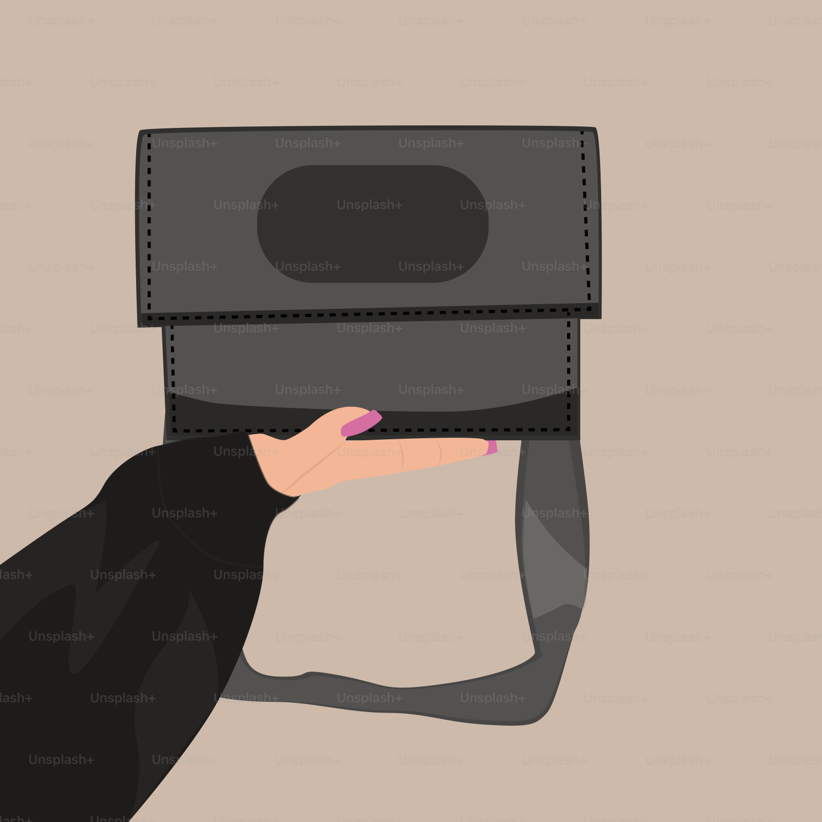 A woman's hand holding a black purse