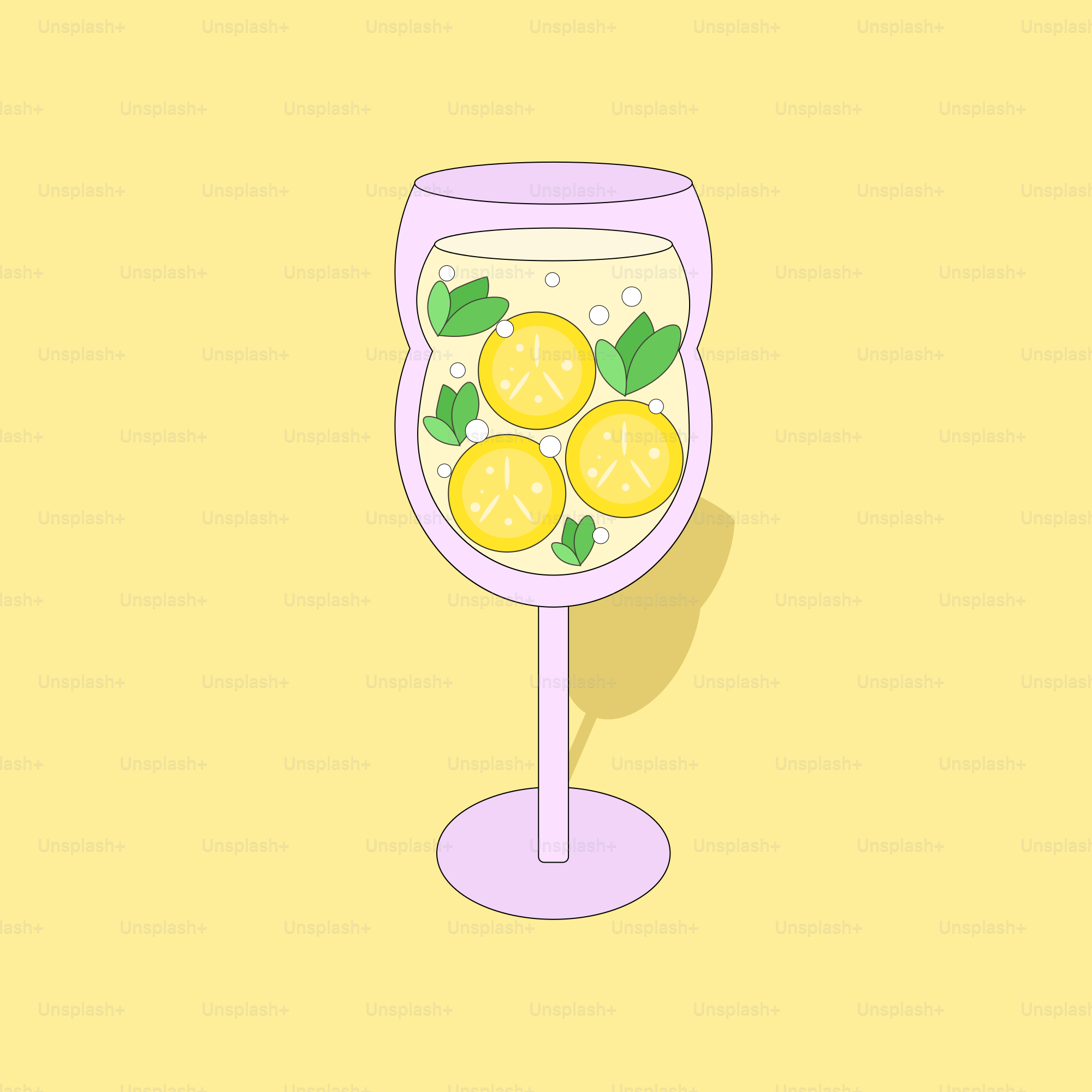 A glass of lemonade on a yellow background