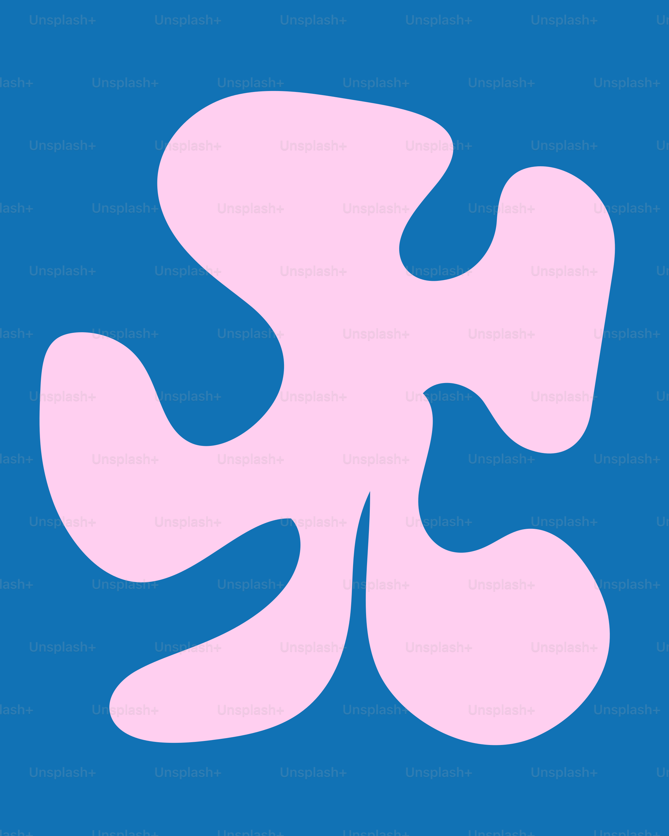 A blue square with a pink design on it