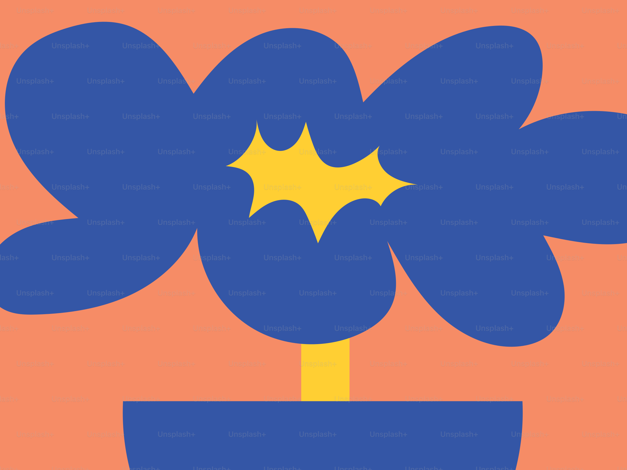A blue flower pot with a yellow star on top