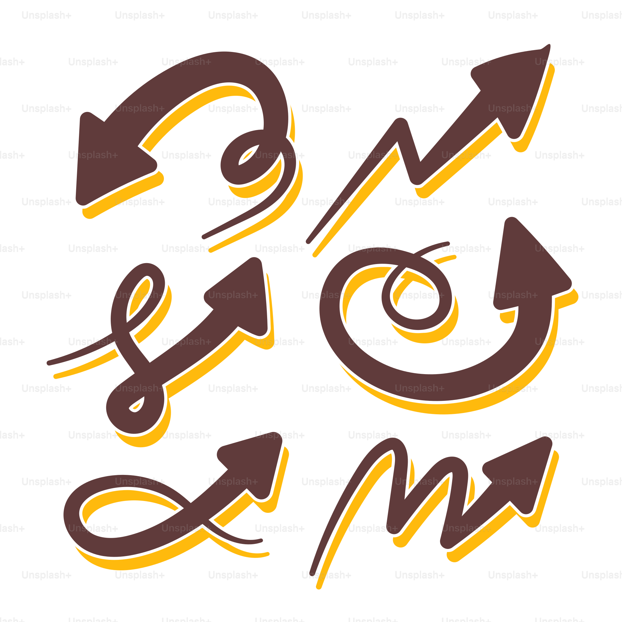 Ein braun-gelbes Logo mit Pfeilen