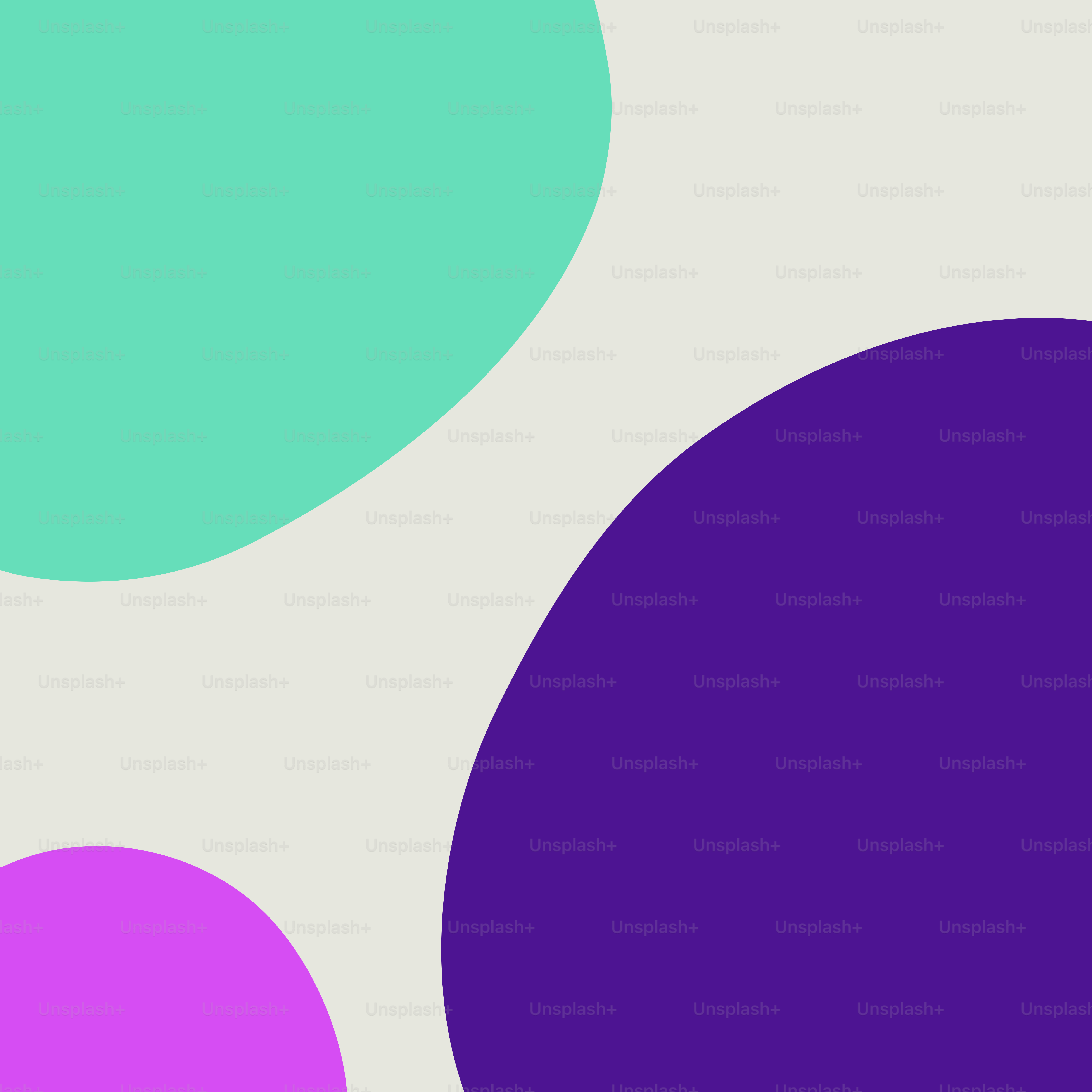 A purple and green polka dot on a white background