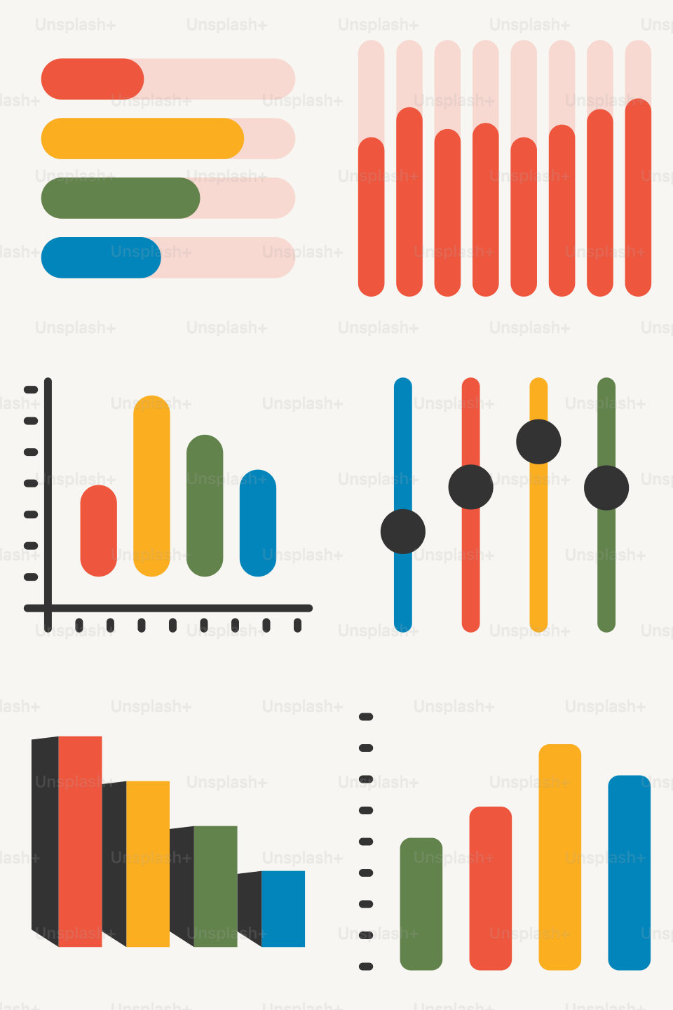 A bunch of different colored bars and numbers