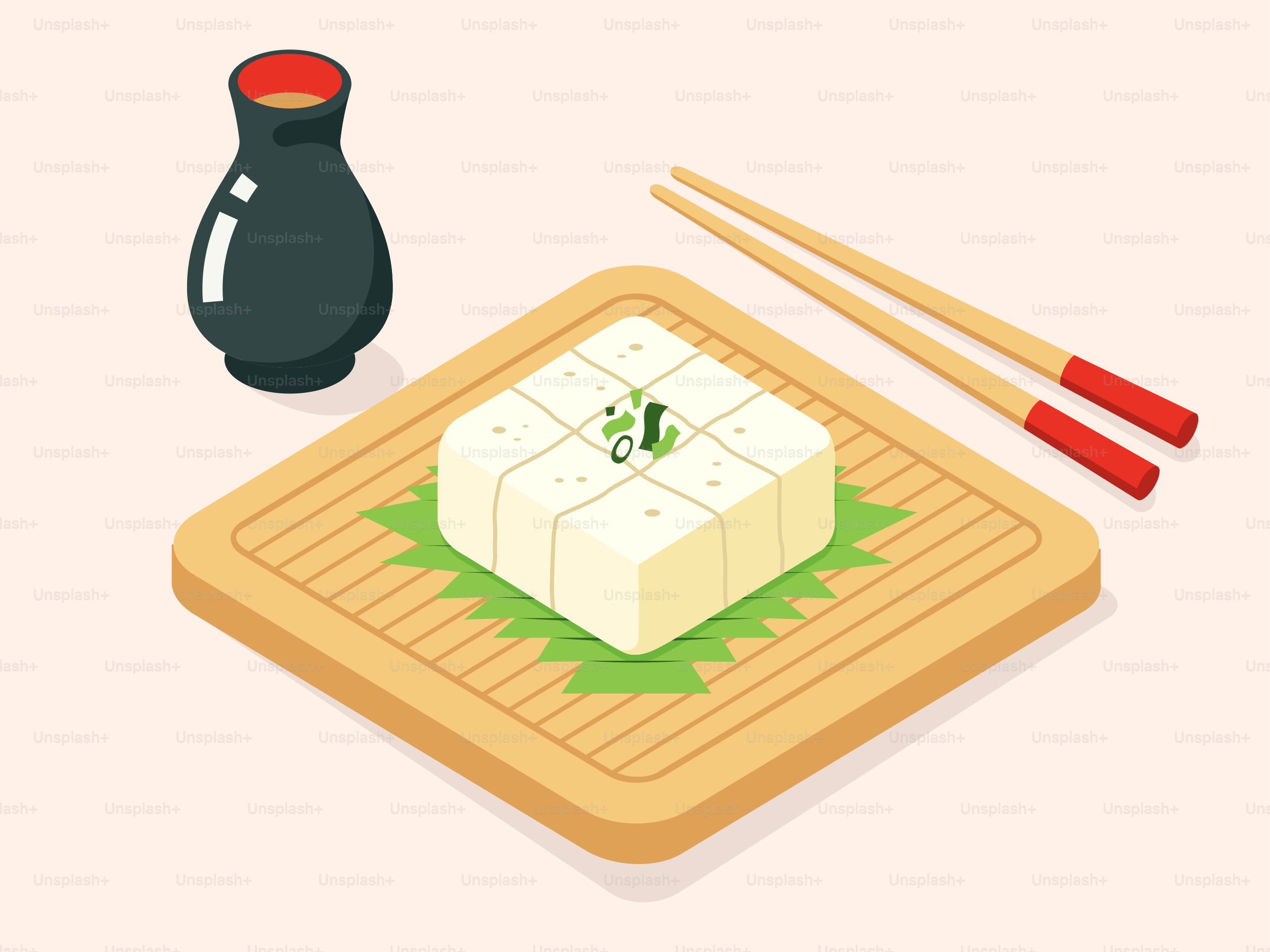 A plate of food with chopsticks and a bottle