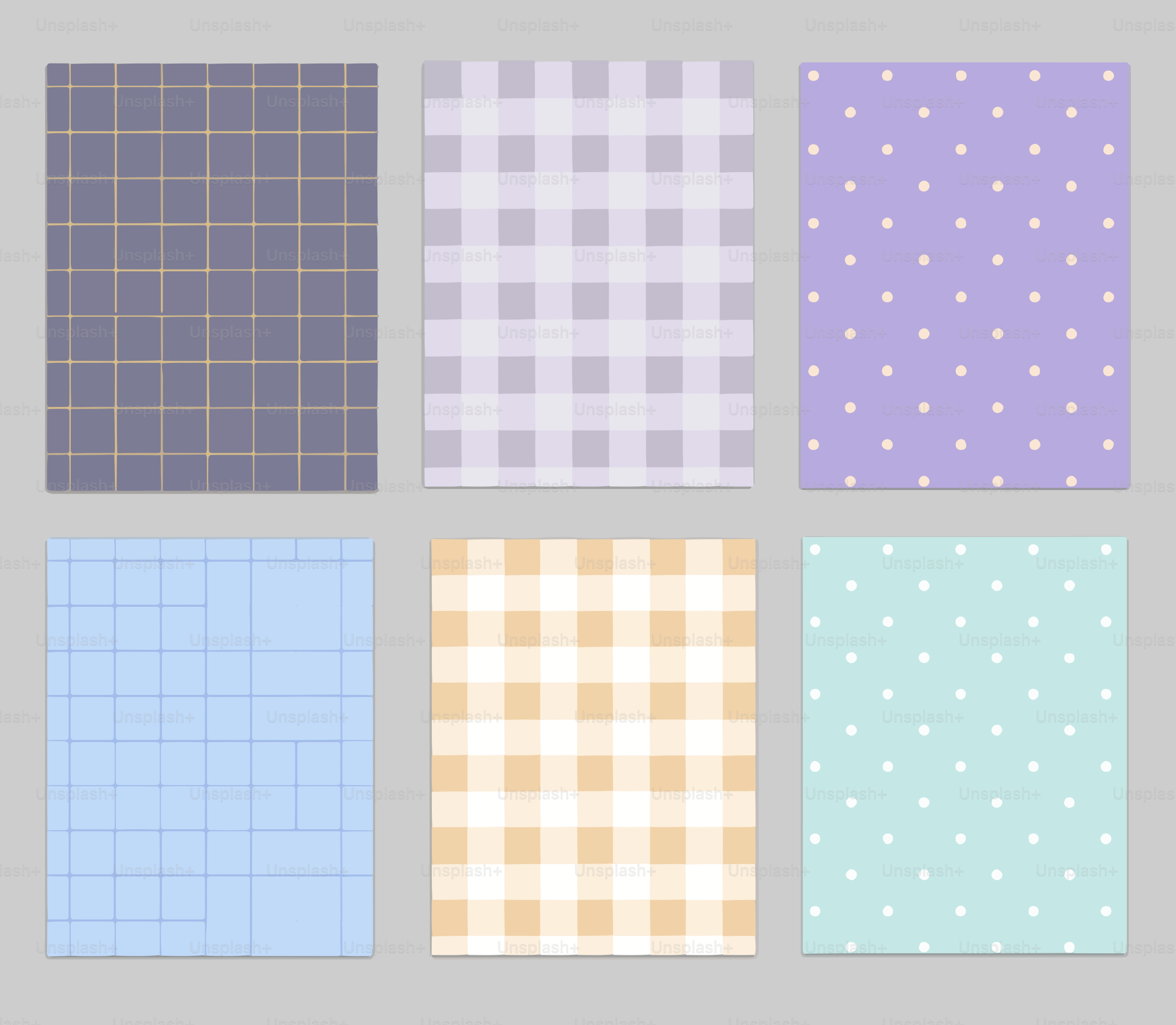 A set of four different patterns in pastel colors