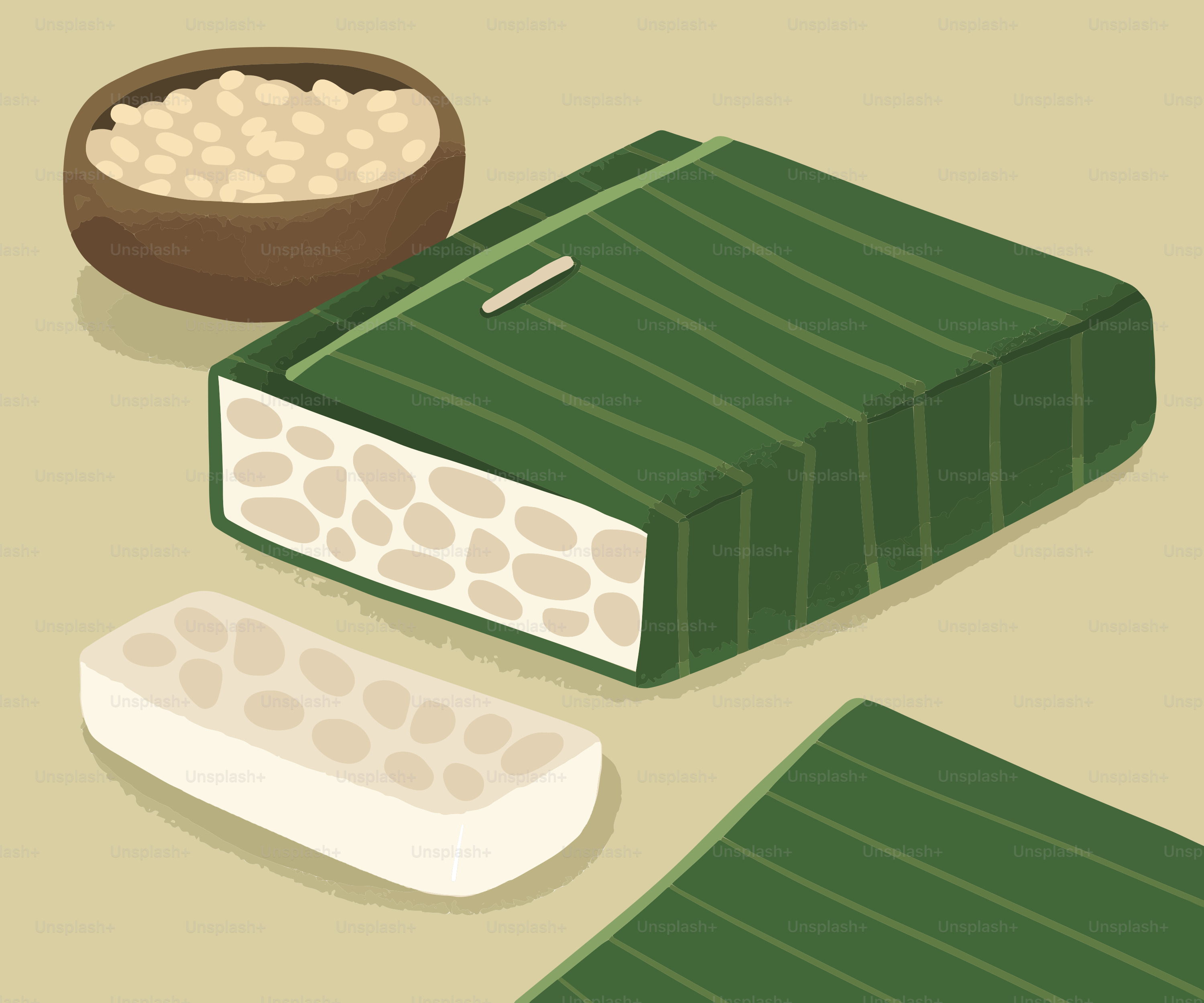 A green book and a bowl of food on a table