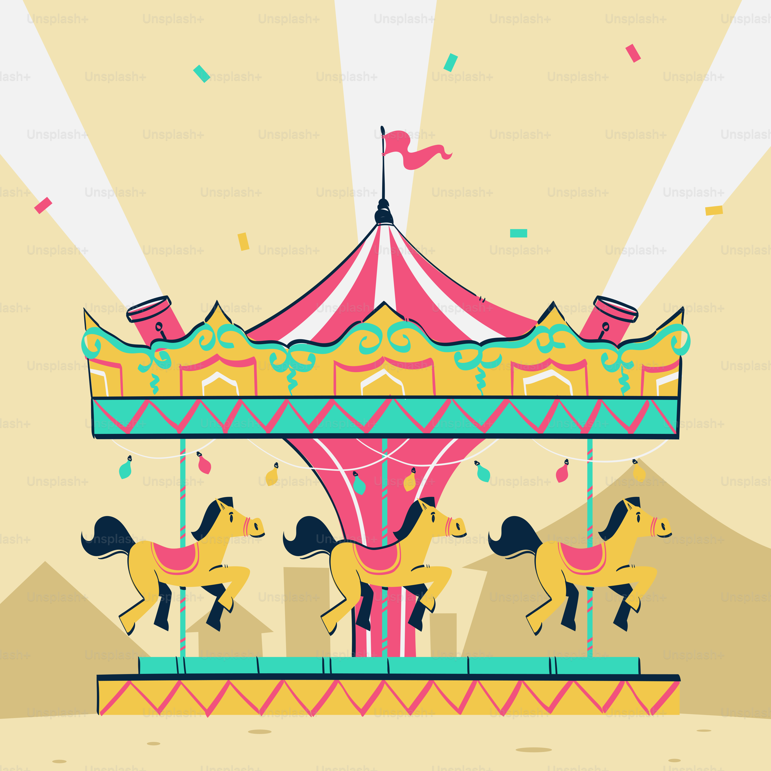A merry go round with horses on it