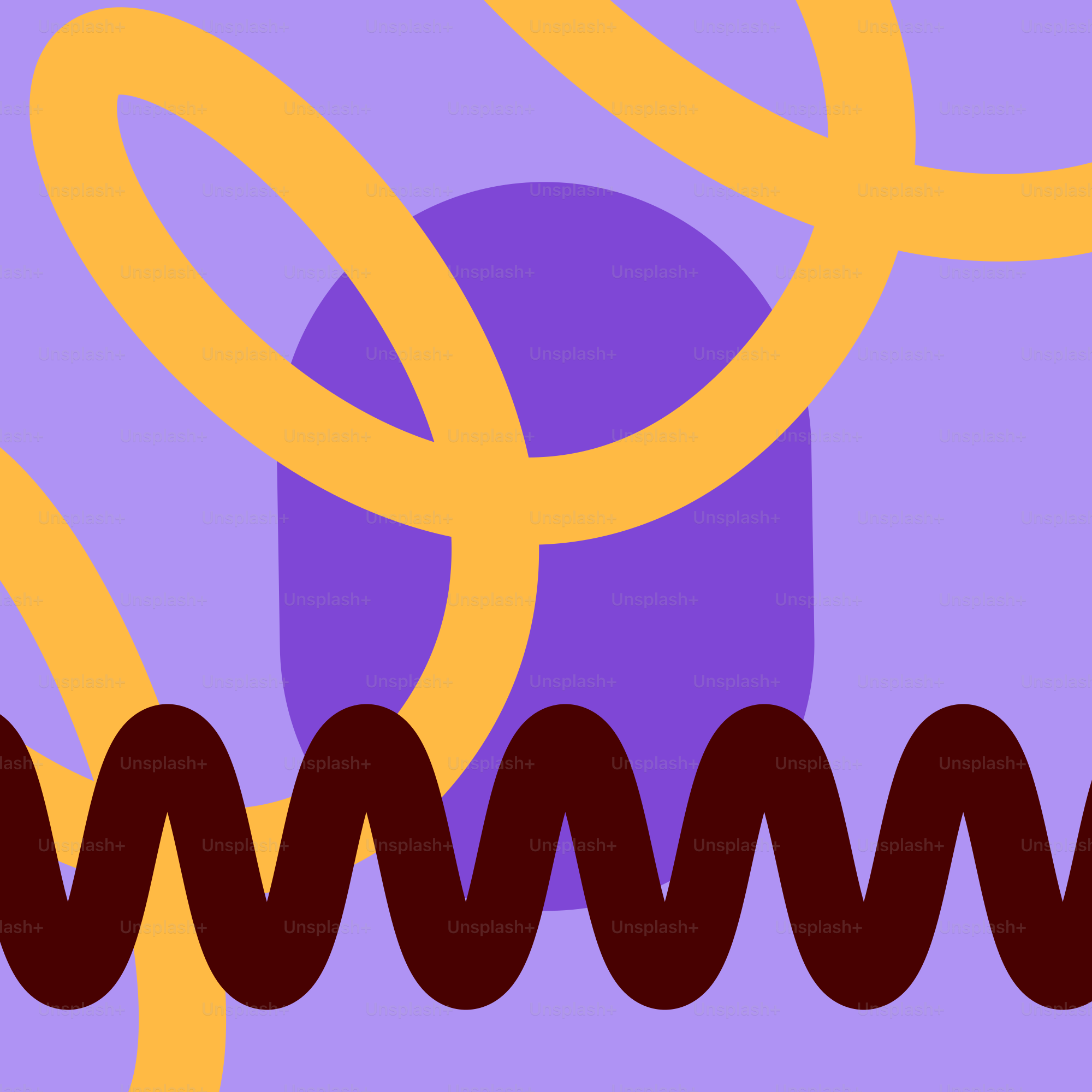 A purple and yellow background with swirls and circles
