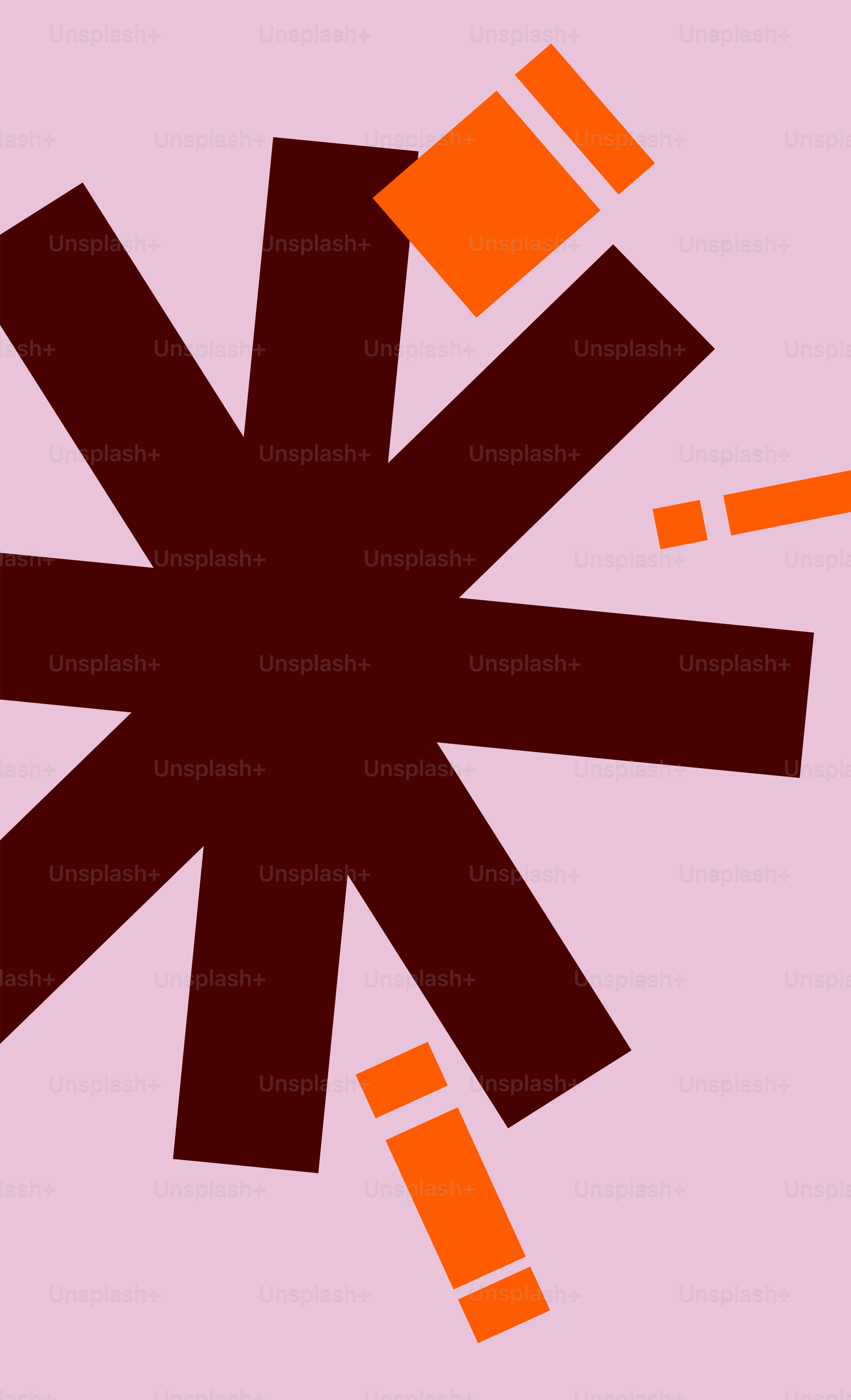 A pink background with a brown and orange design