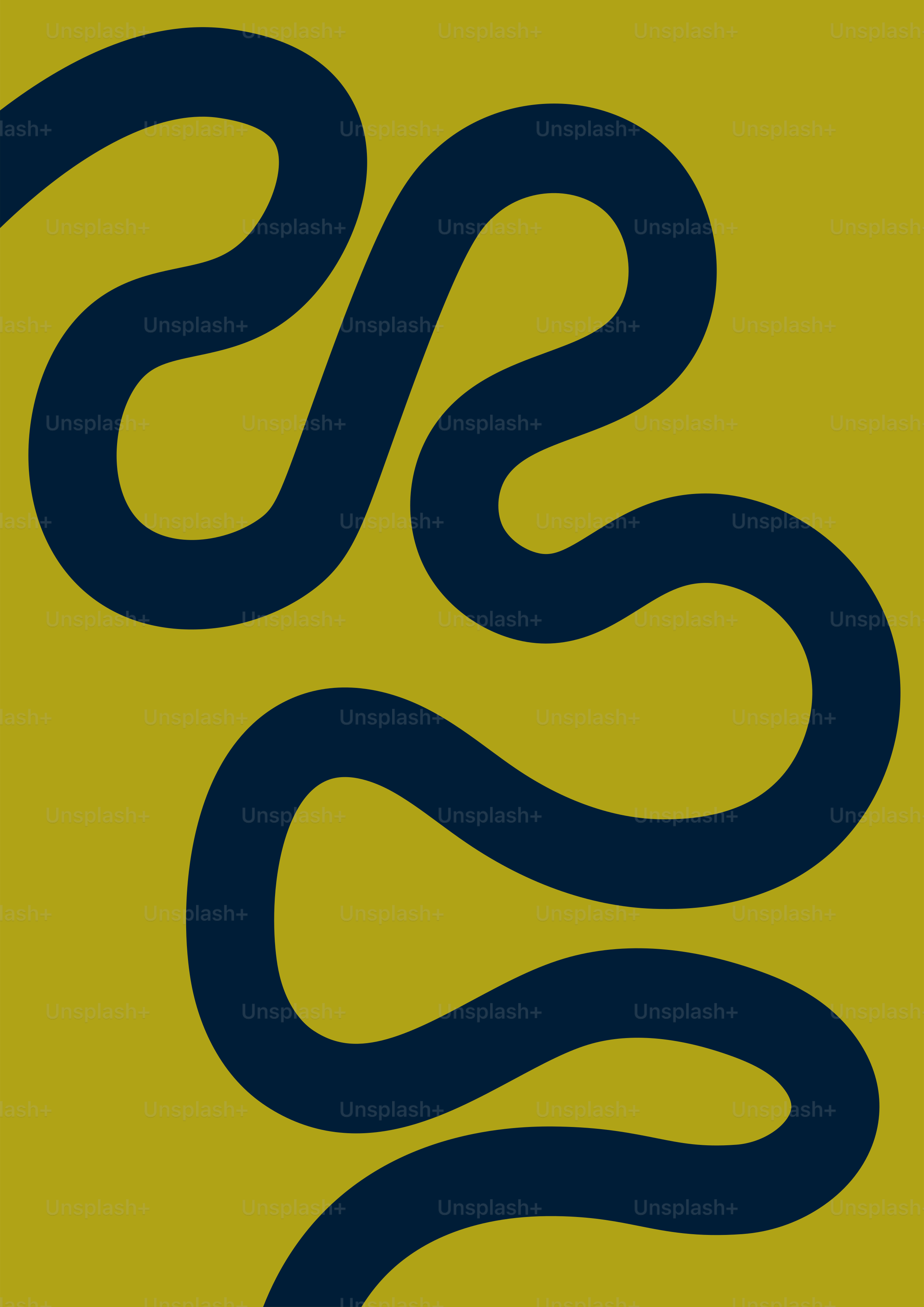 A black and blue snake on a yellow background