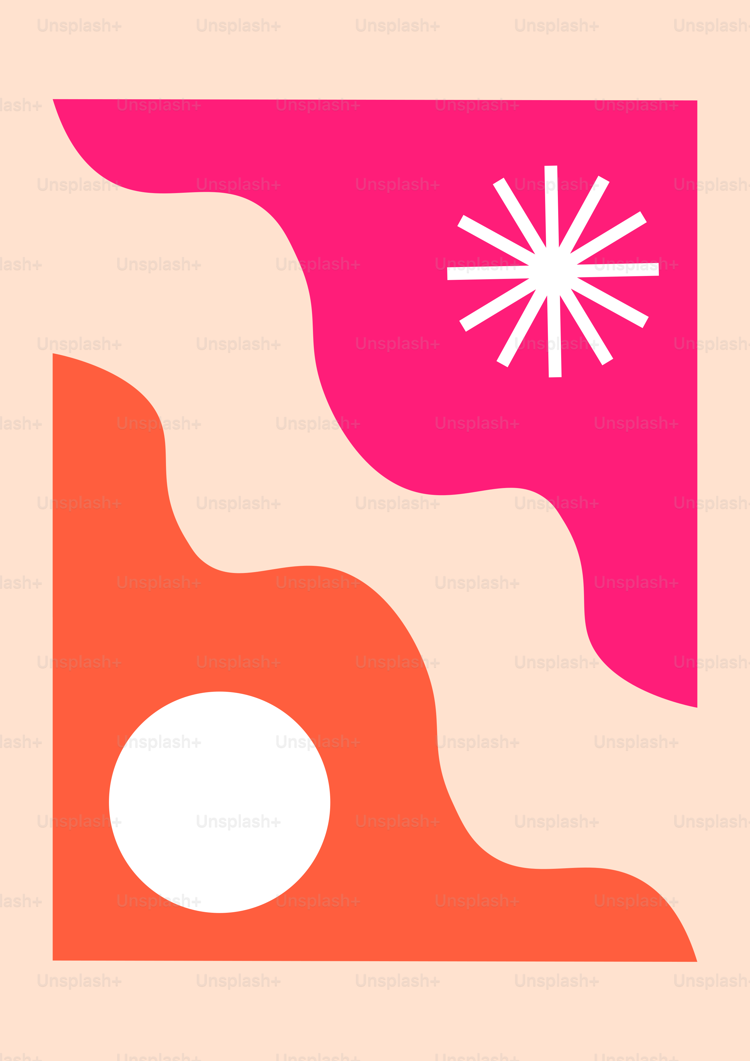 A pink and orange square with a snowflake on top of it
