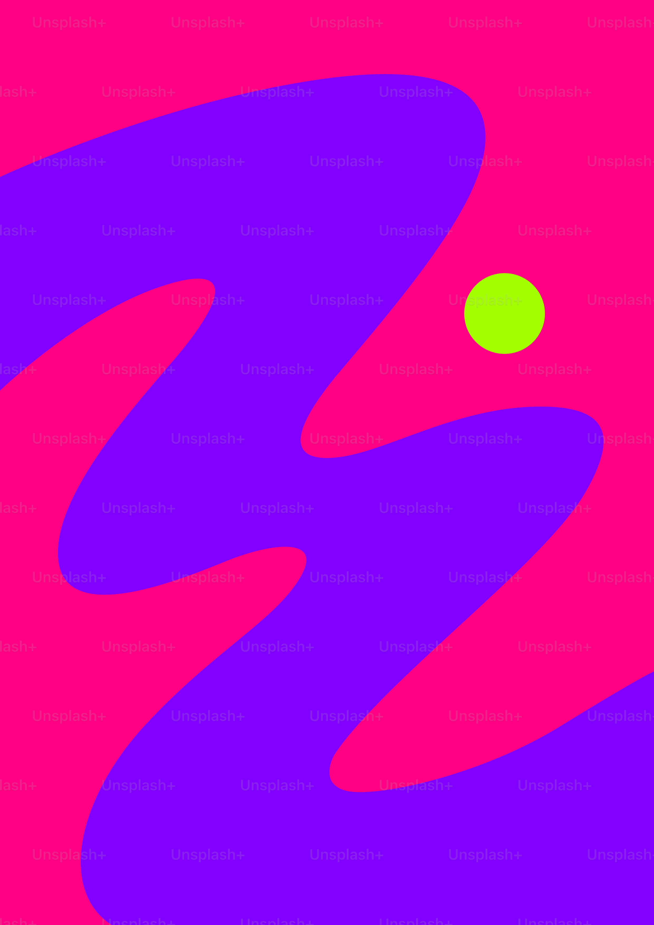 Uma bola verde está no meio de um fundo roxo e rosa